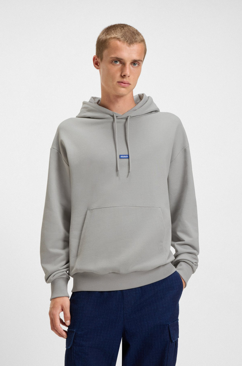 COTTON-TERRY HOODIE WITH BLUE LOGO LABEL 2