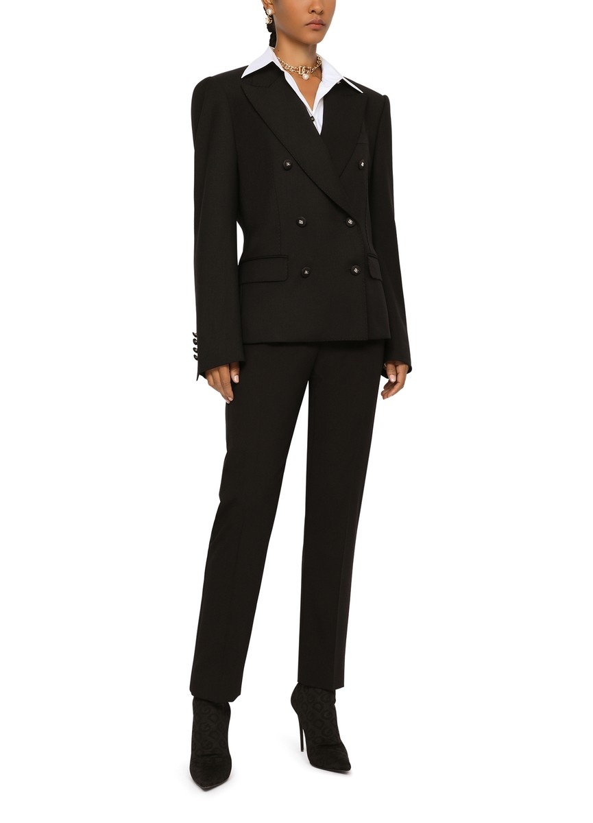 Wool pants with duchesse tuxedo band - 2