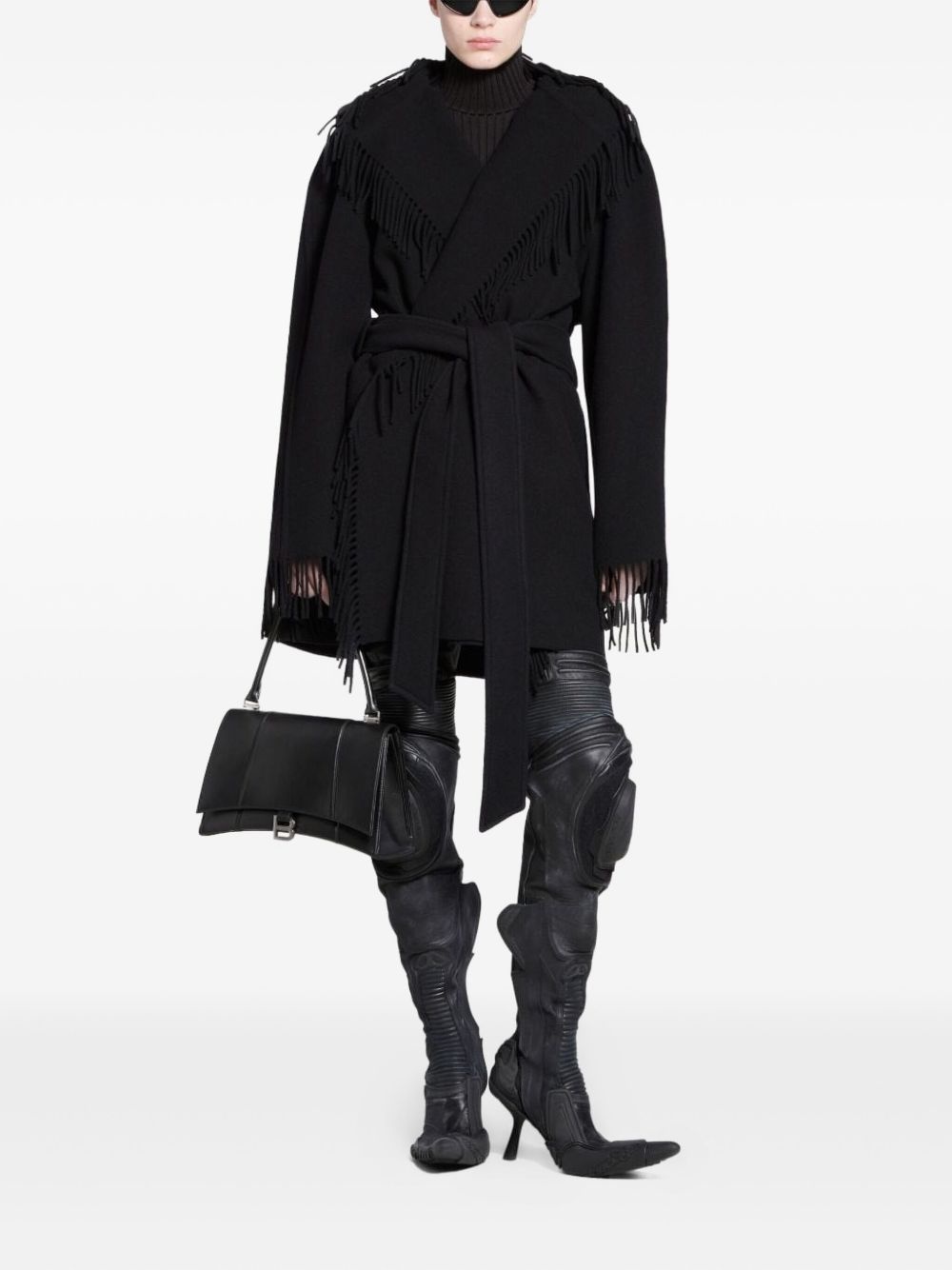 fringed-edge hooded cardi-coat - 2