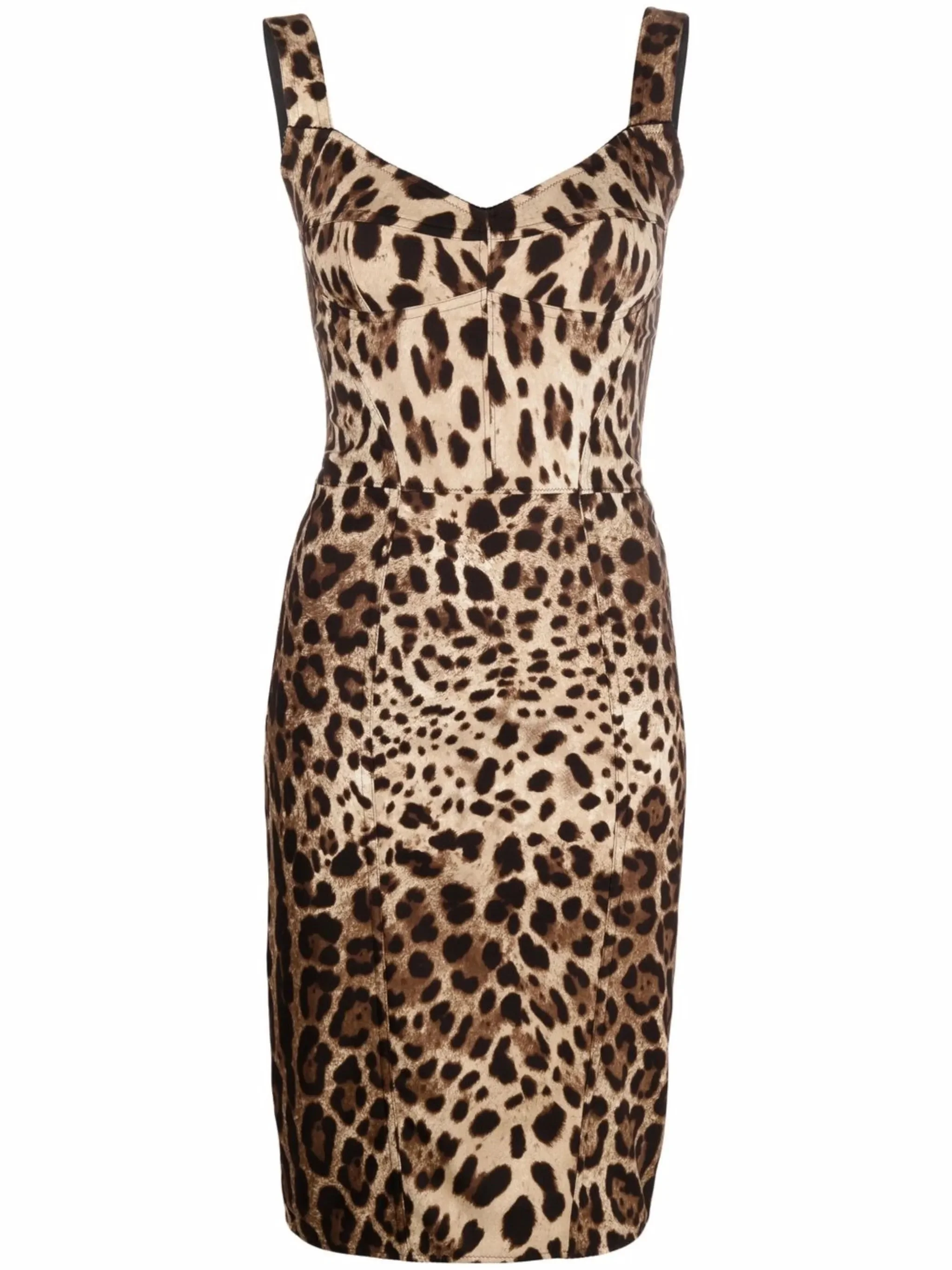 leopard-print corset midi dress - 1