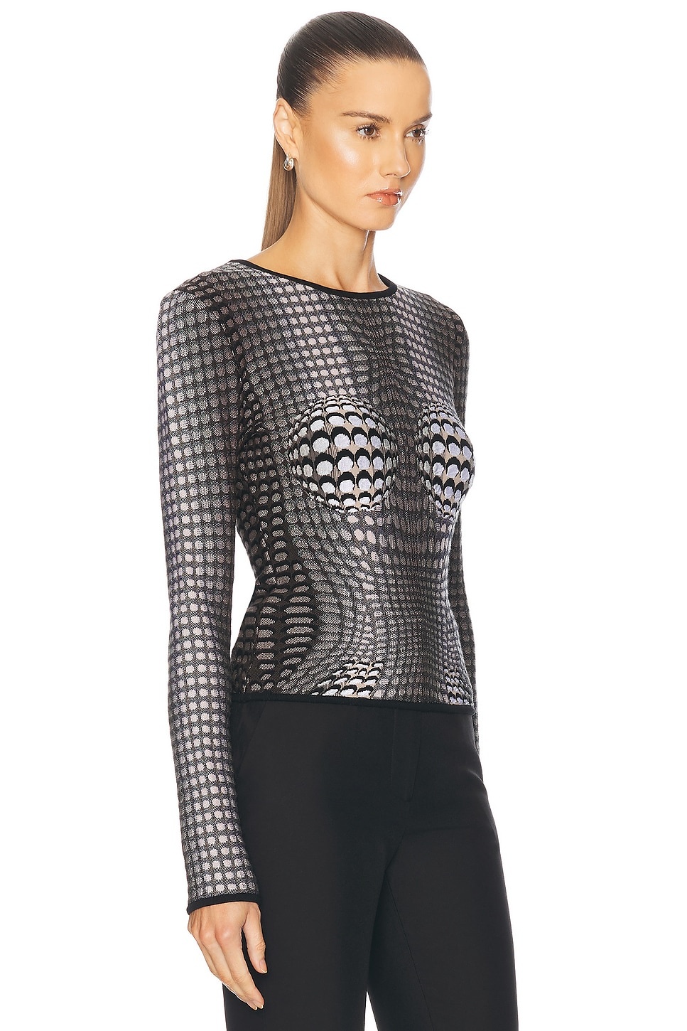 Moon Skin Jacquard Knit Fitted Sweater - 2