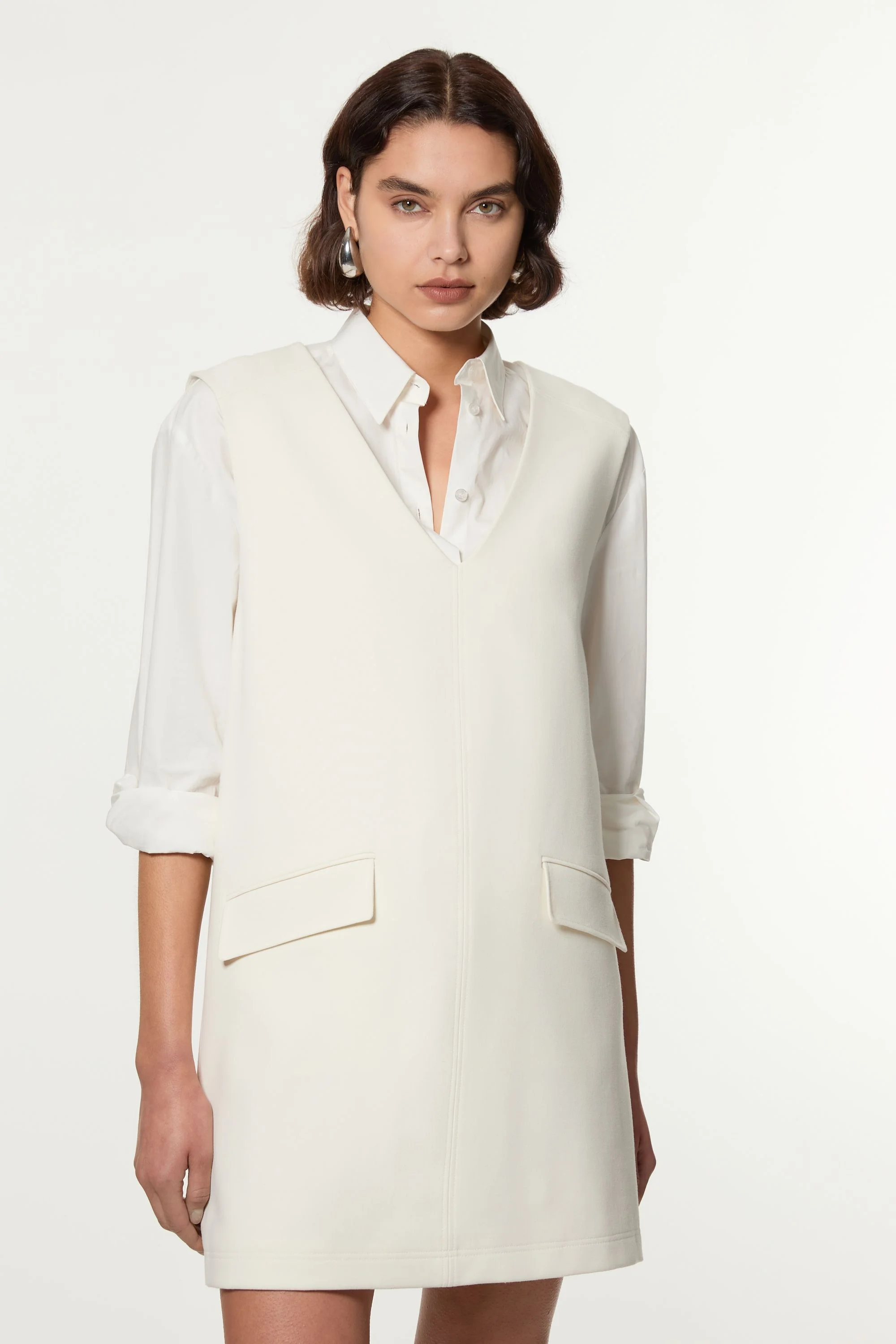Compact Stretch Essential Pocket Detail Tailored Mini Dress - 1