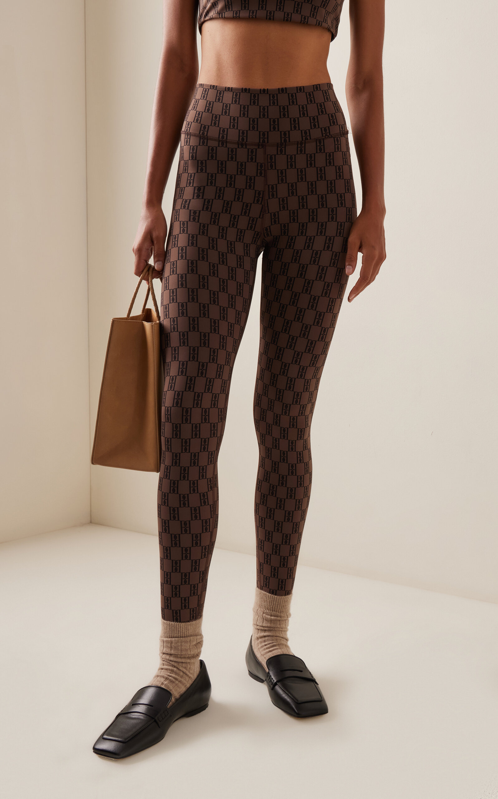 Polene Logo-Knit Leggings brown - 3
