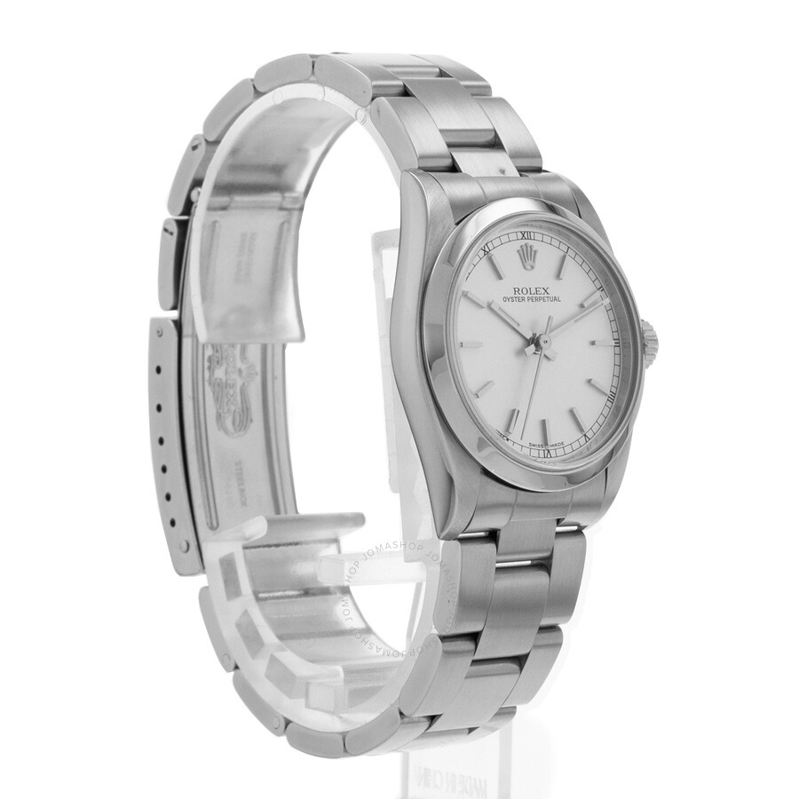 Pre-owned Rolex Oyster Perpetual 31 Automatic Silver Dial Ladies Watch 77080 SSO - 7