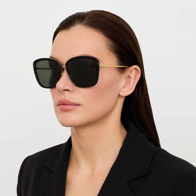 LINDA FARROW Anais Sunglasses in Black outlook