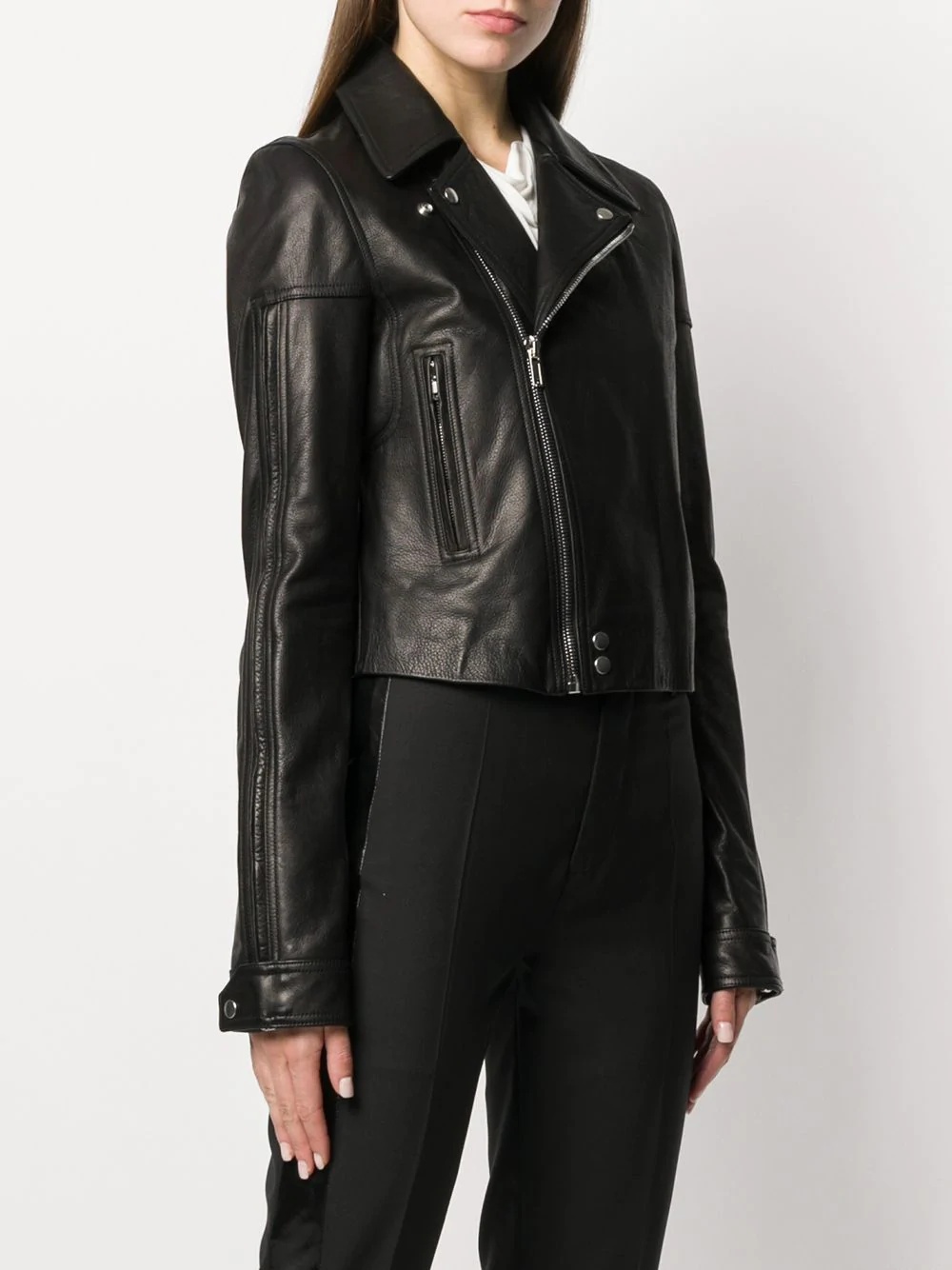 calf leather biker jacket - 3