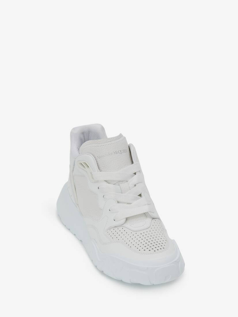 Alexander McQueen Men's Court Trainer in White/silver outlook