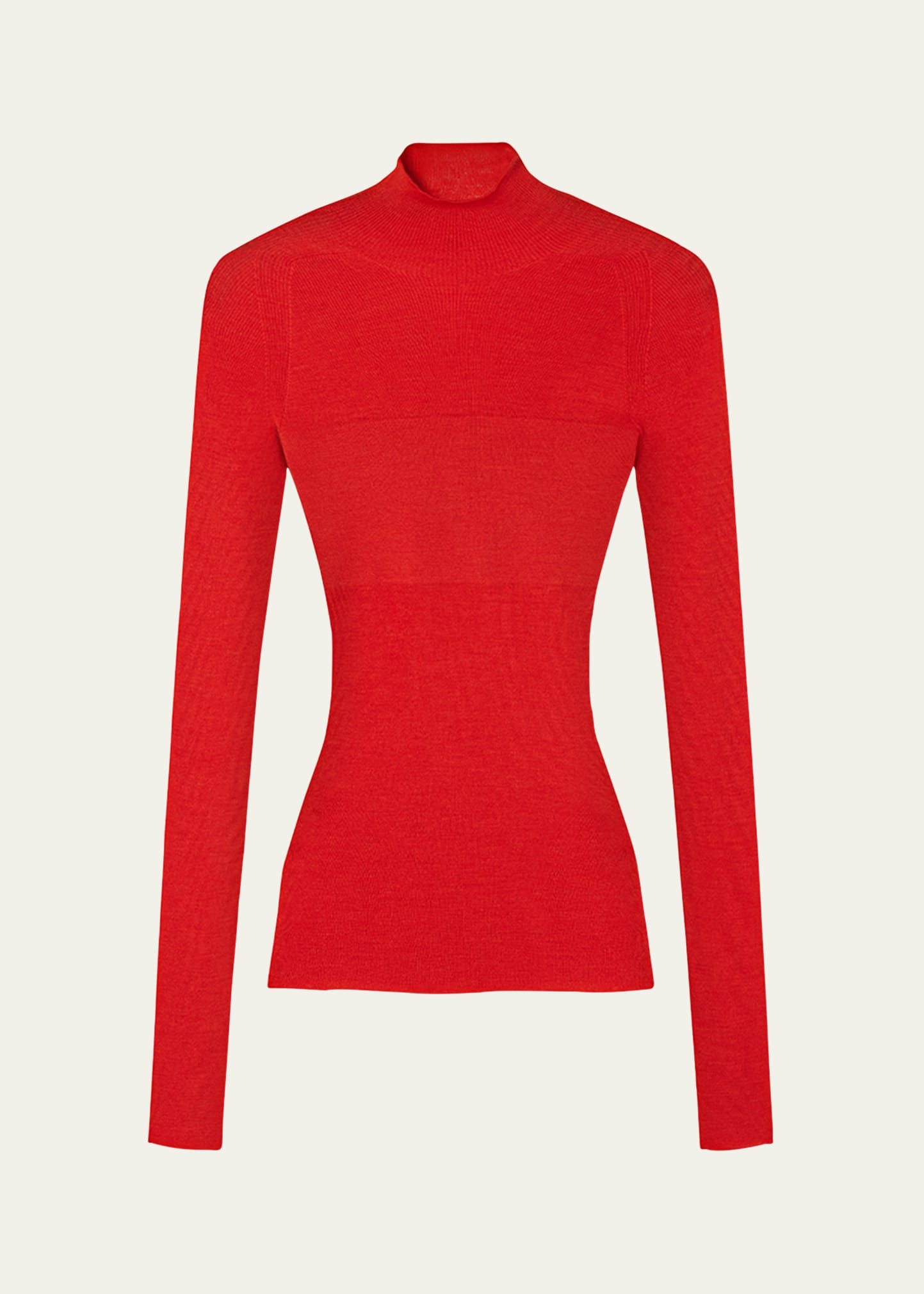 Ribbed Mock-Neck Sweater - 1