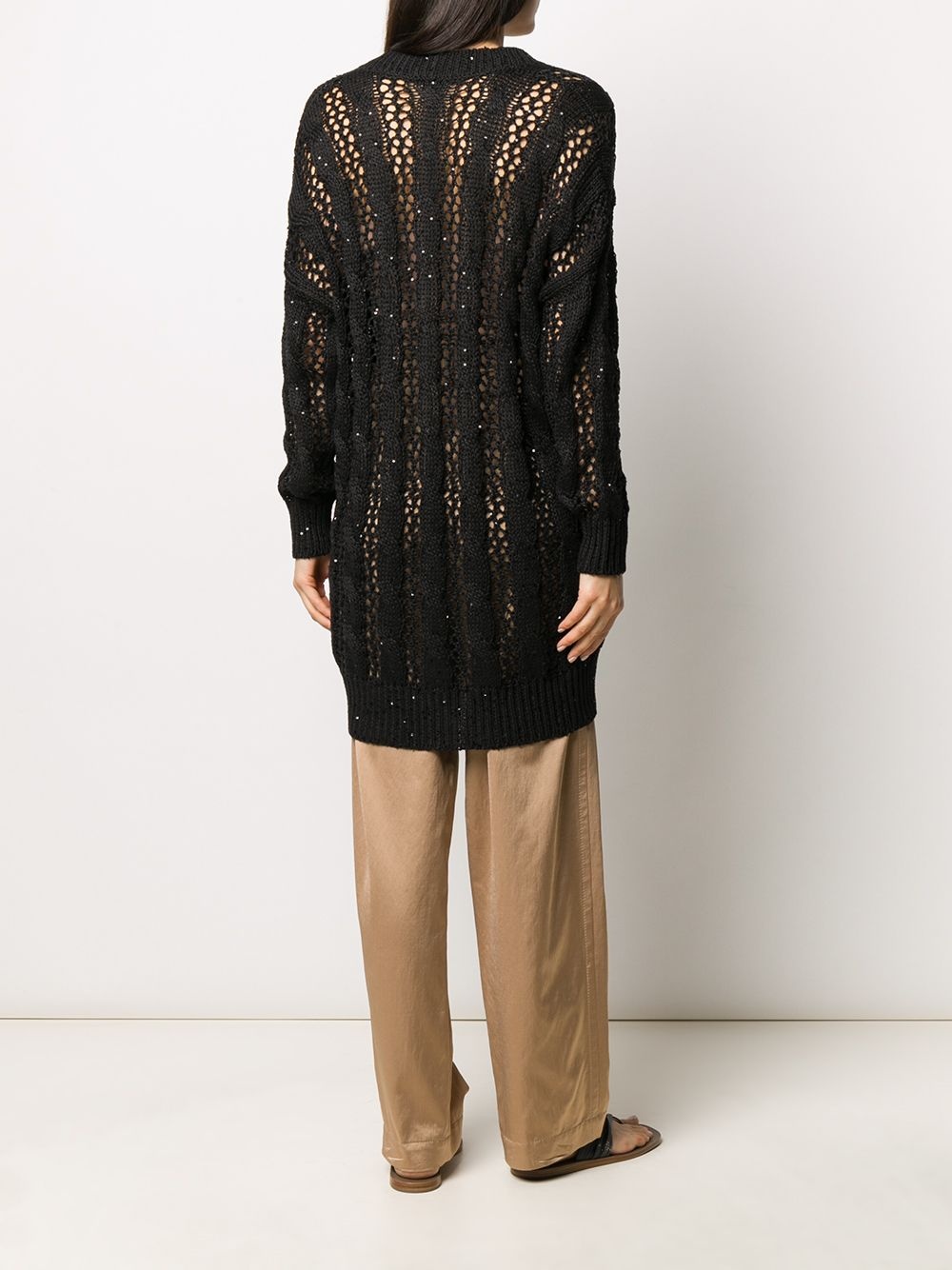 ribbed loose knit cardigan - 4