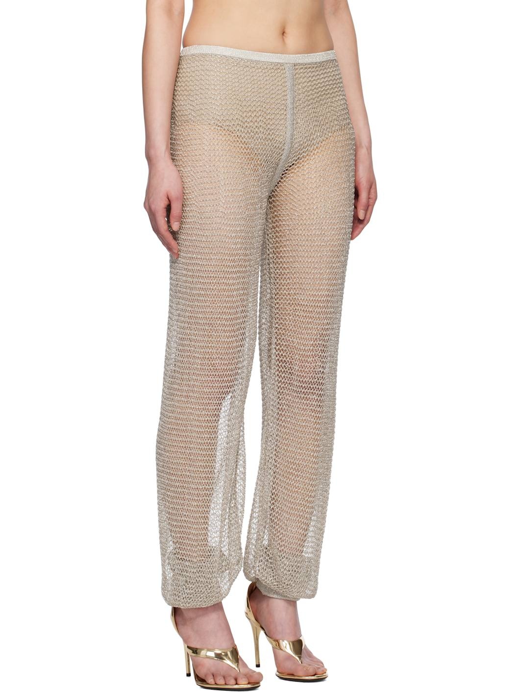 Silver Mesh Knit Balloon Trousers - 2