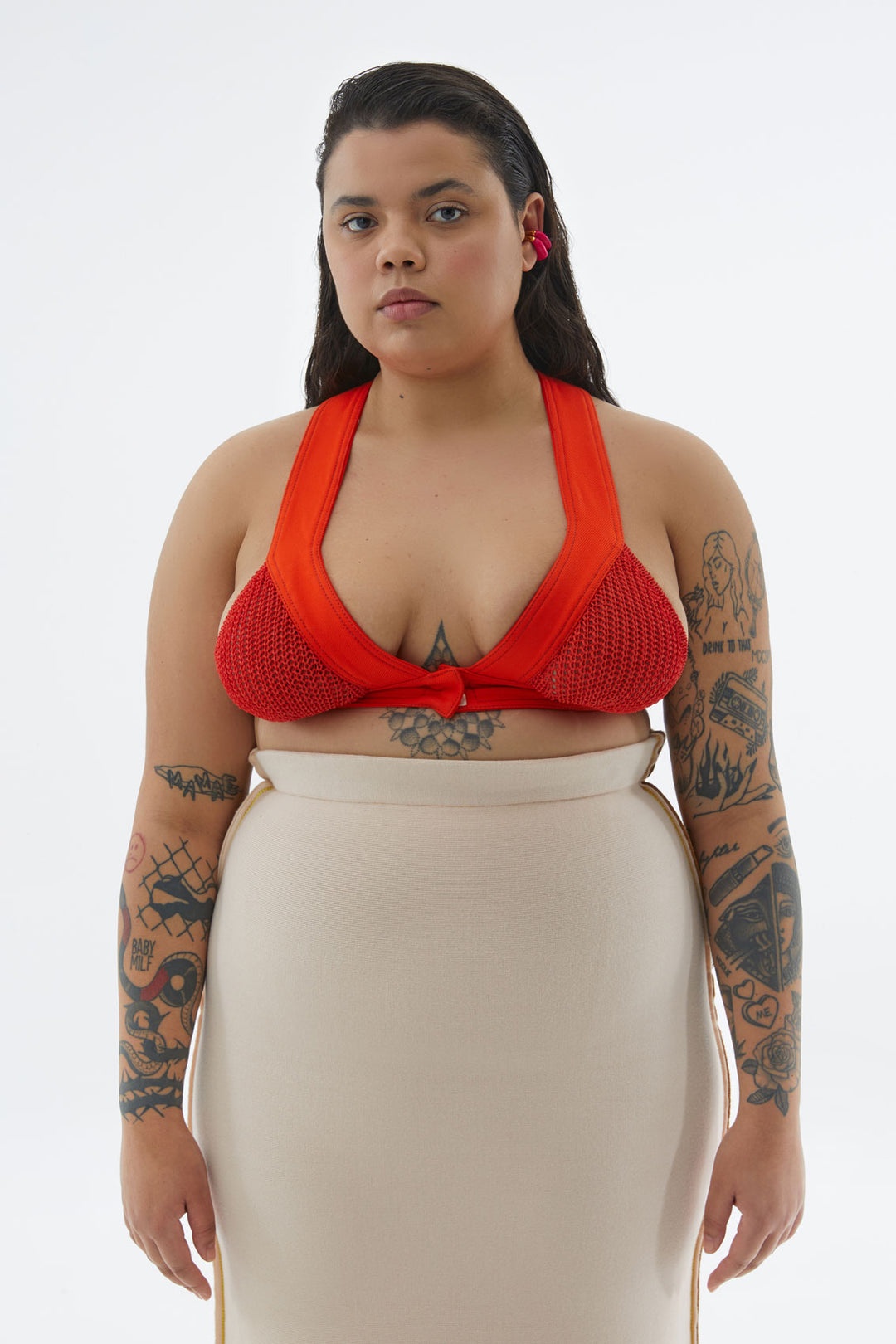 FLUO ORANGE STRETCH BRA TOP - 2
