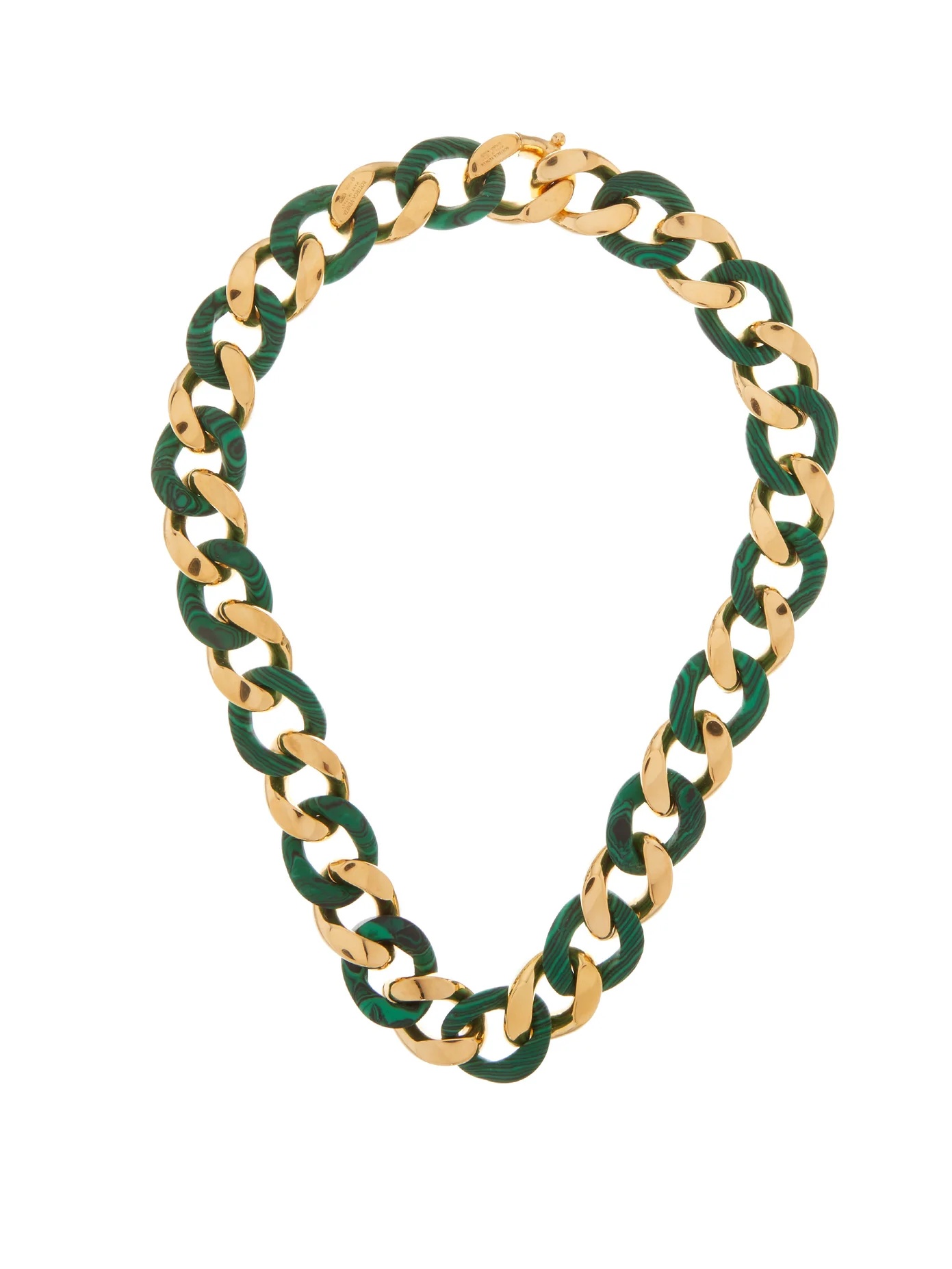 Malachite and 18kt gold-plated chain necklace - 1