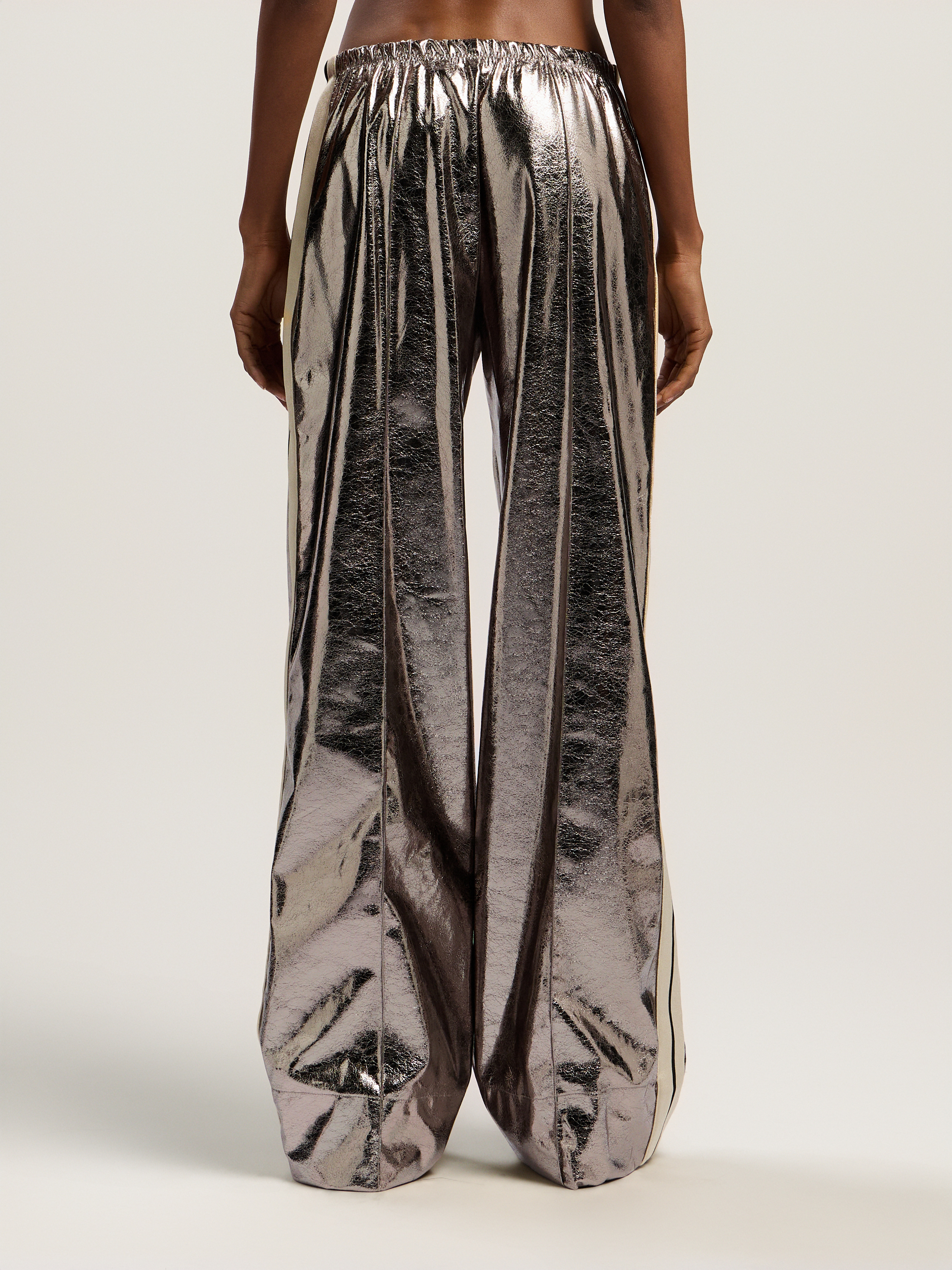 Laminated Wide-Leg Track Pants - 4