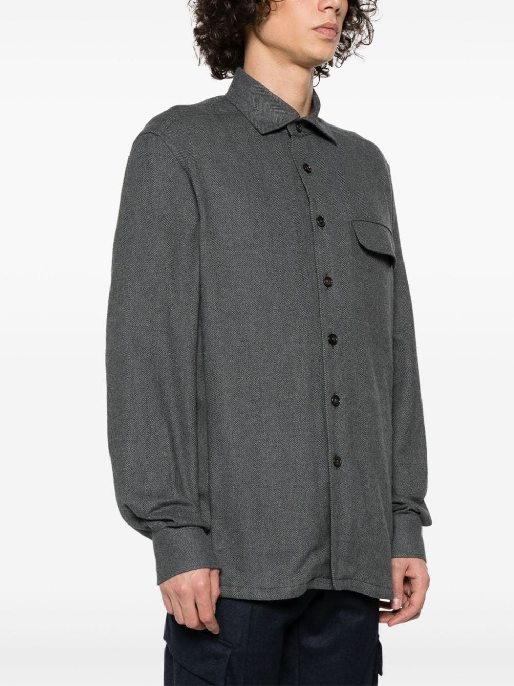spread-collar cotton shirt - 3