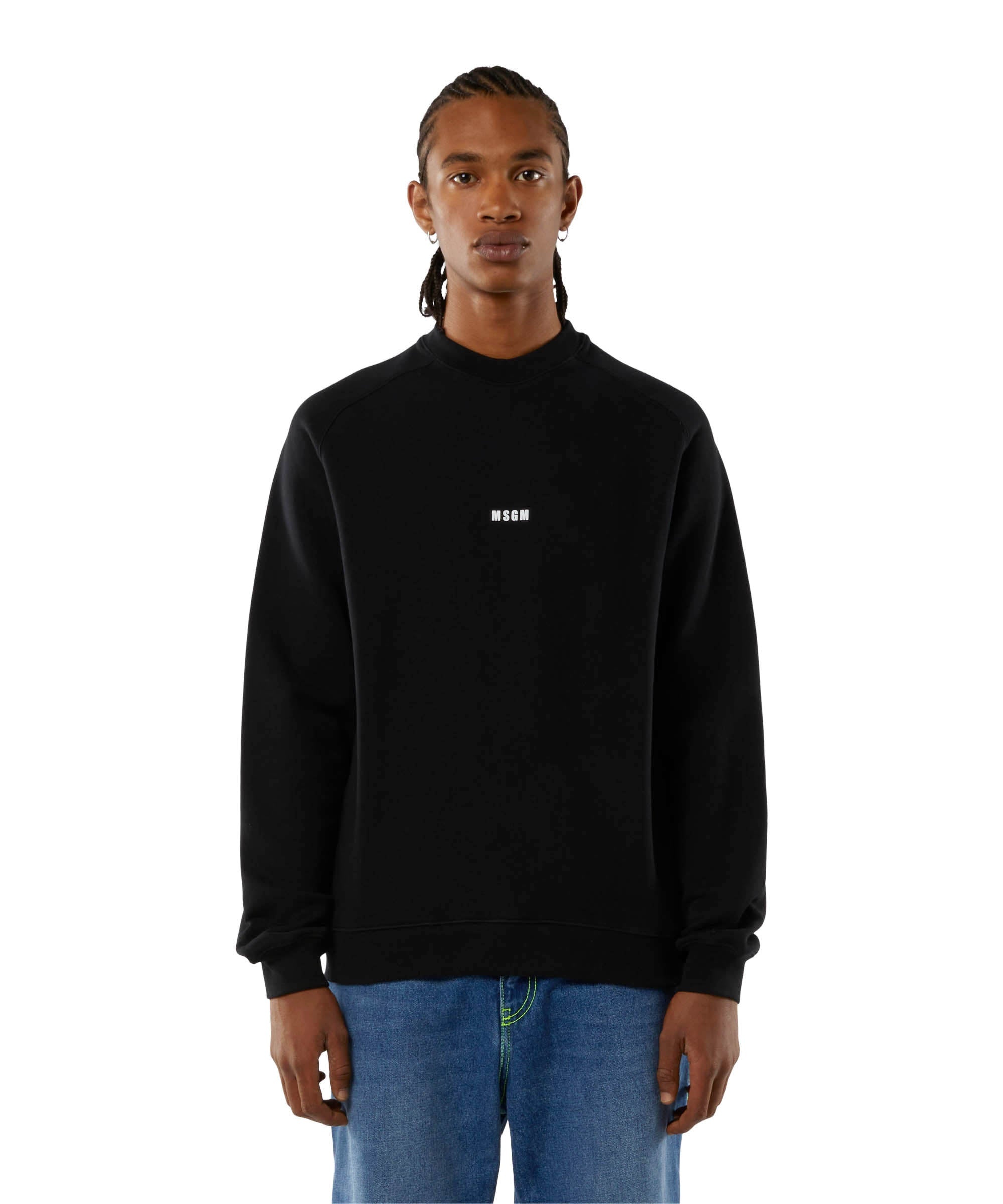 Crew neck cotton sweatshirt with a micro logo - 2