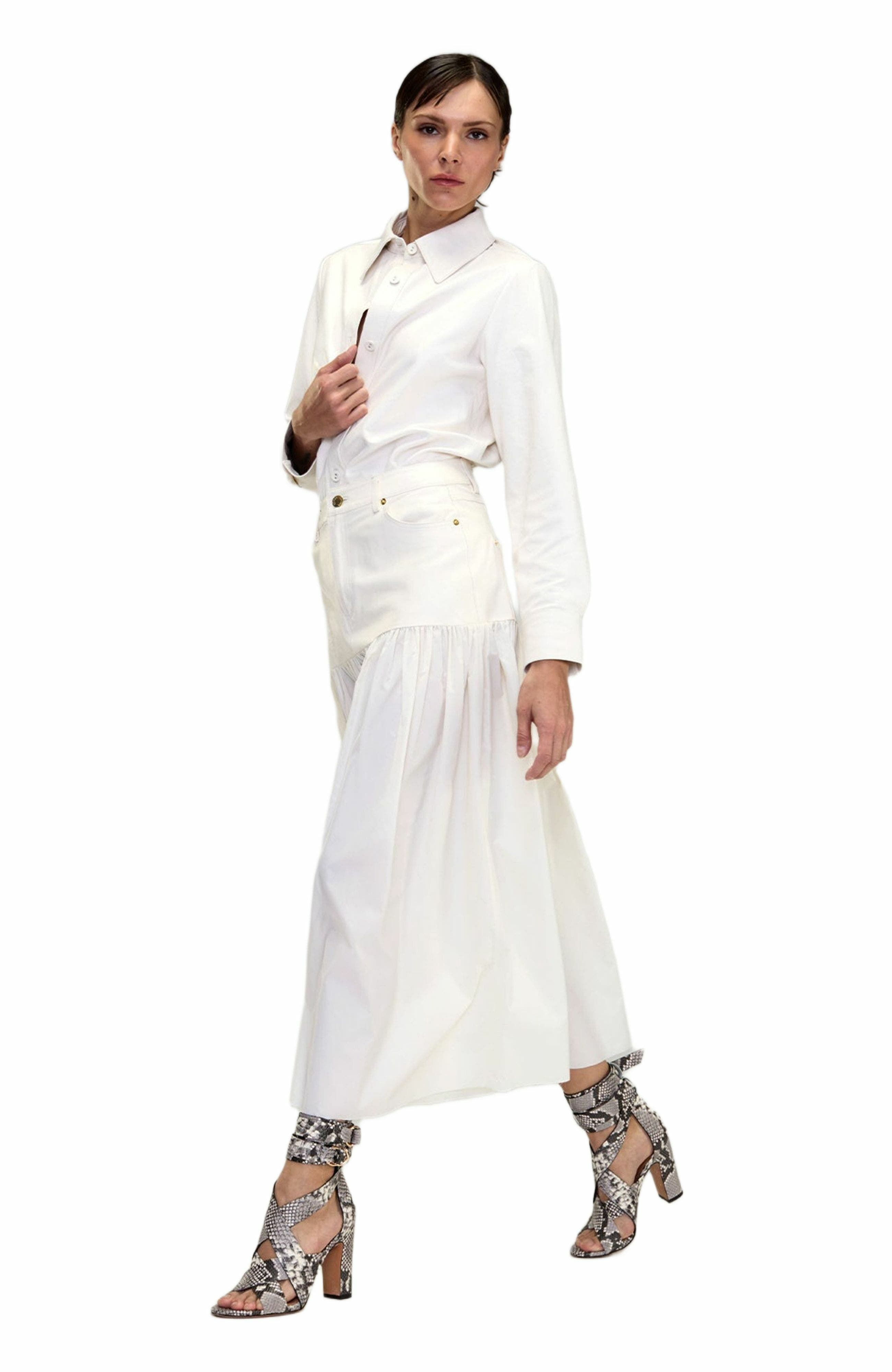 Cynthia Rowley Downtown Leather Nylon Skirt in Off_White at Nordstrom - 2