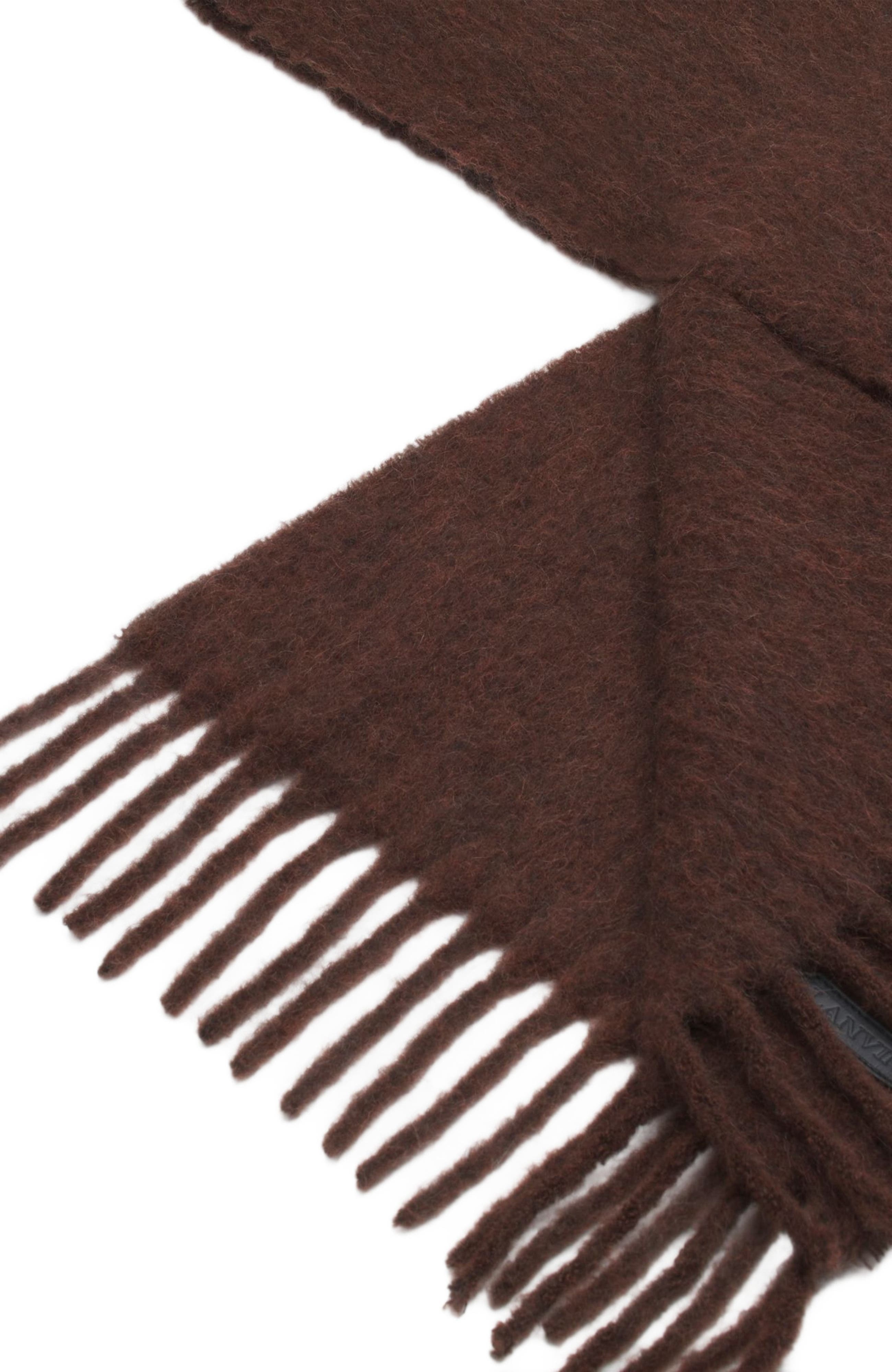 Lanvin FRINGED SCARF IN WOOL in Dark Brown at Nordstrom - 5