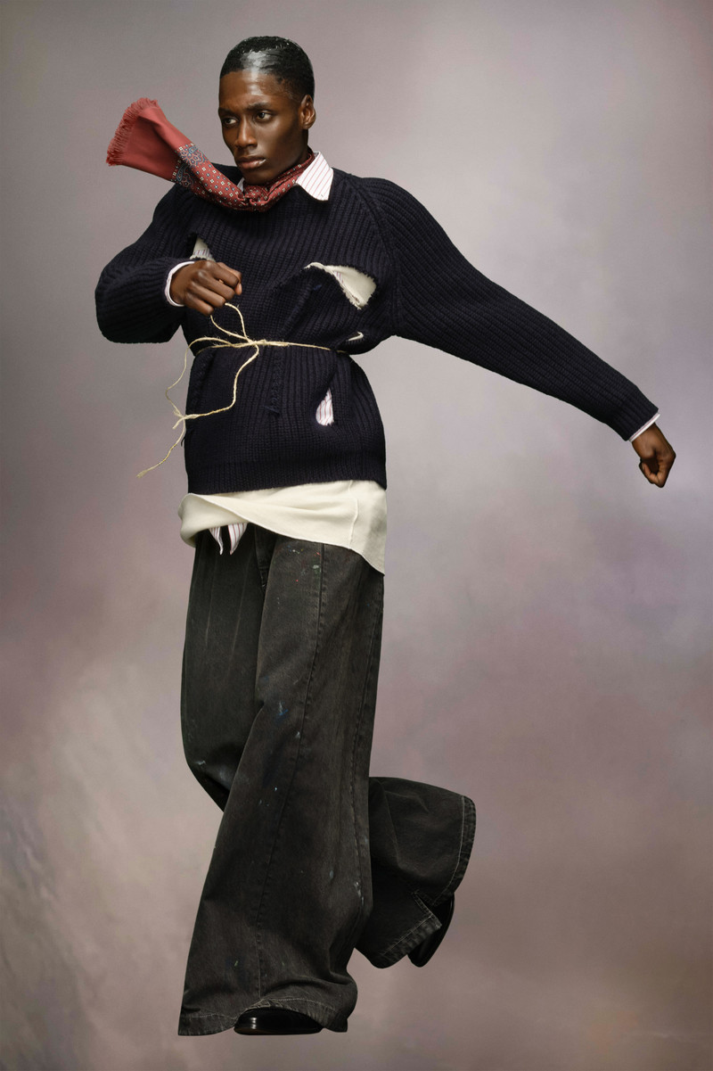 Maison Margiela Twill pinstripe shirt sweater outlook