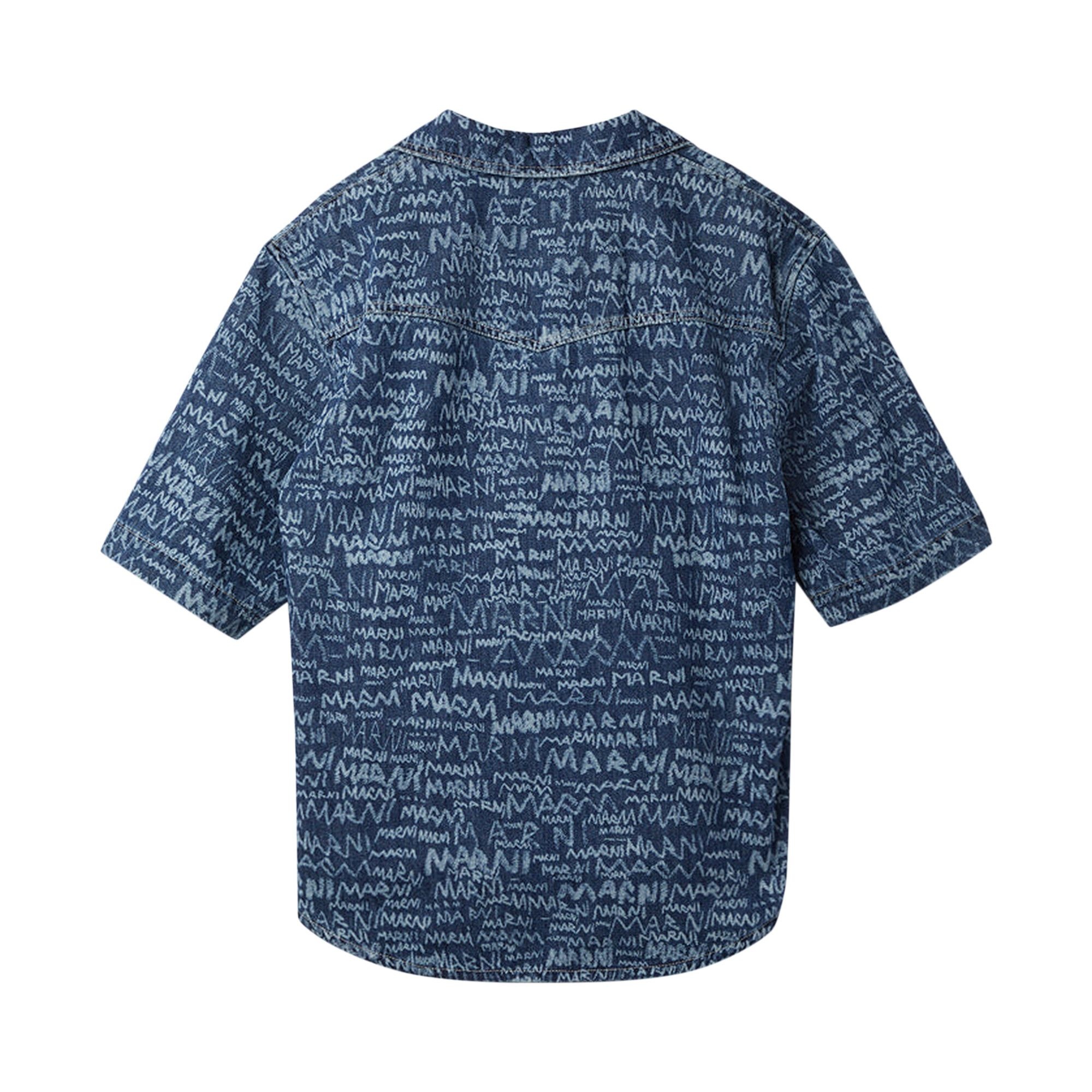 Marni Pencil Logo Western Shirt 'Blue Kyanite' - 2