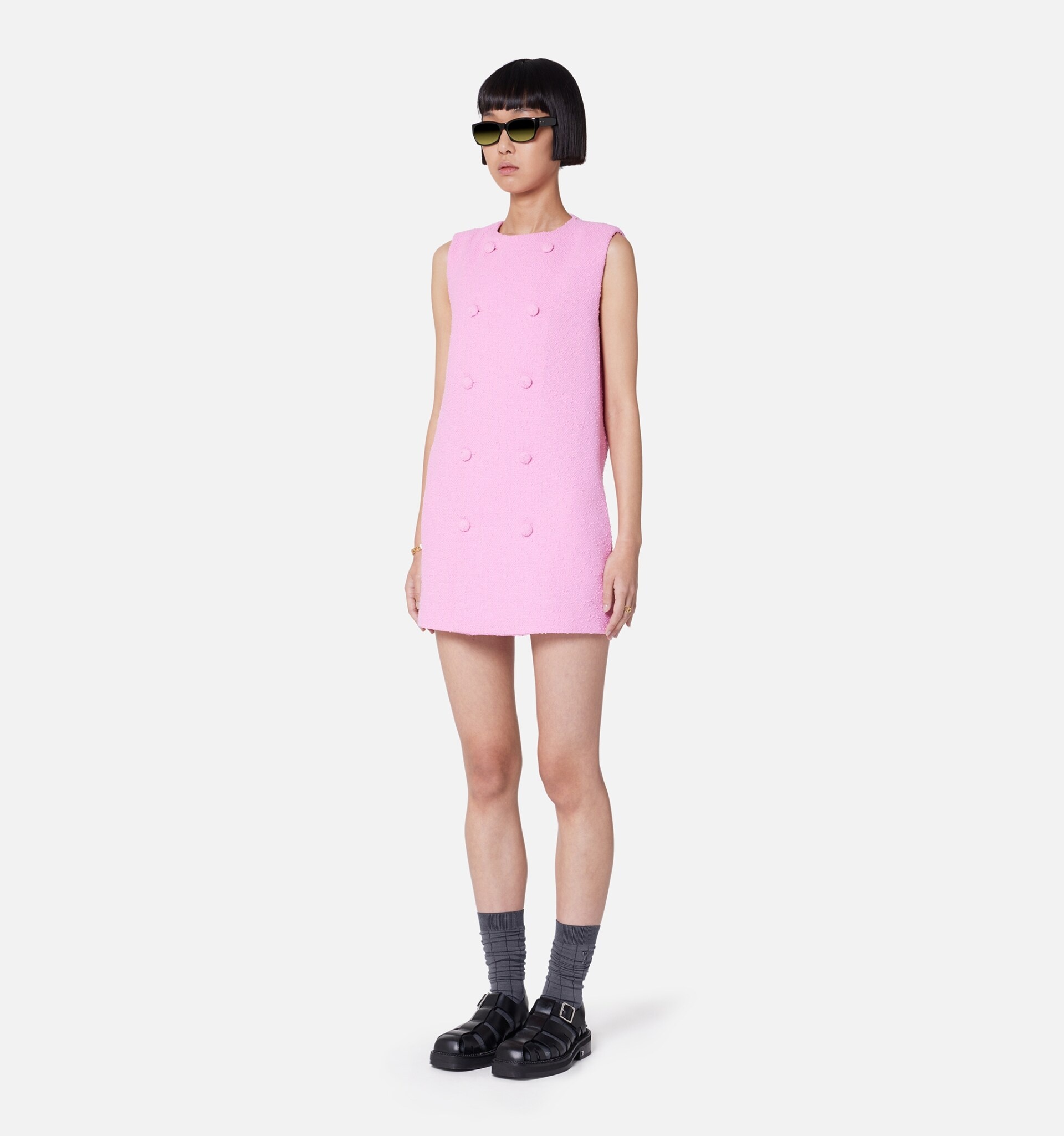 【関税&送料込】Ami Paris Mini Red Wool Dress Pleated Mini Dress In Italian Bi-stretch Wool Blend For