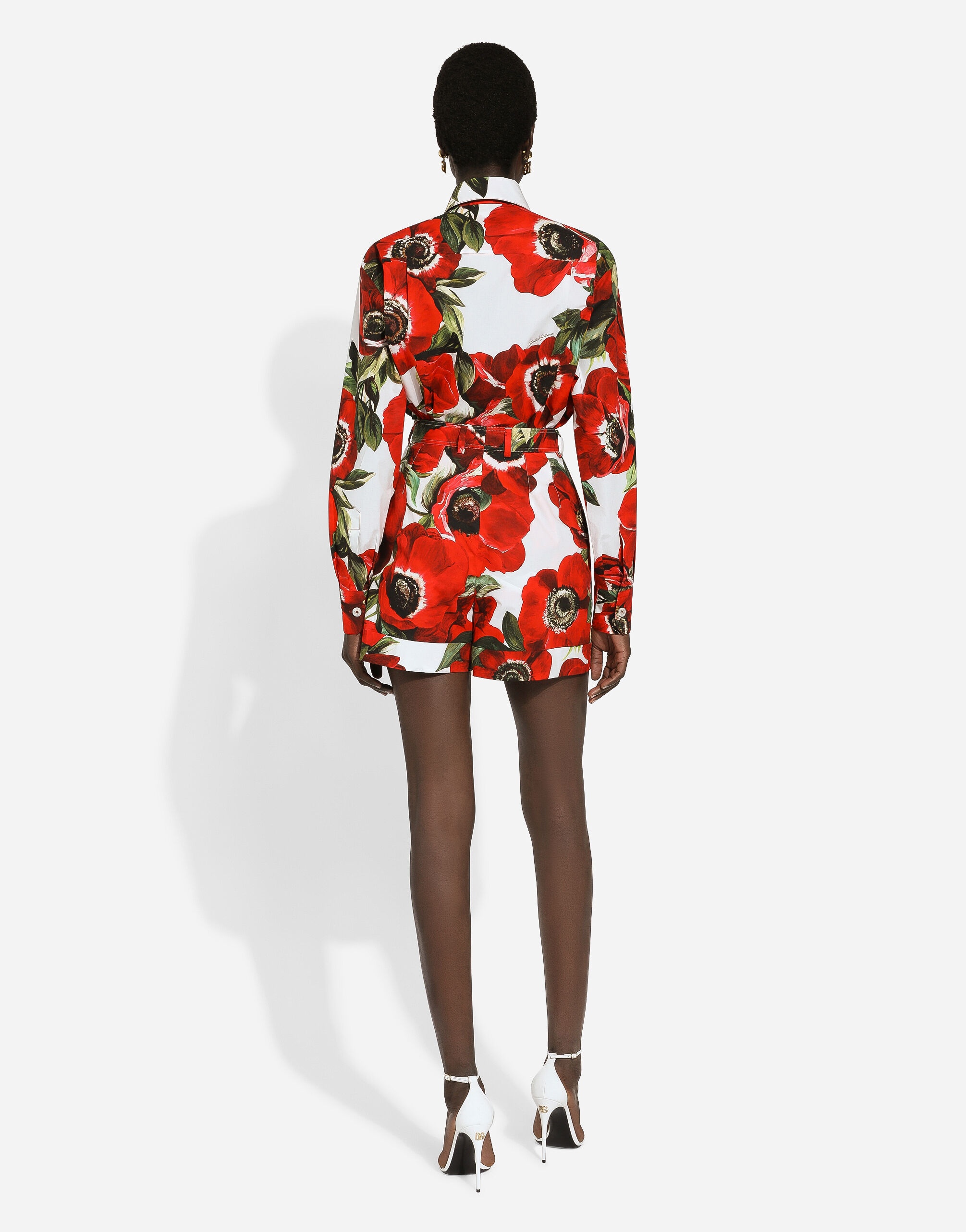 Poplin shorts with anemone print - 3