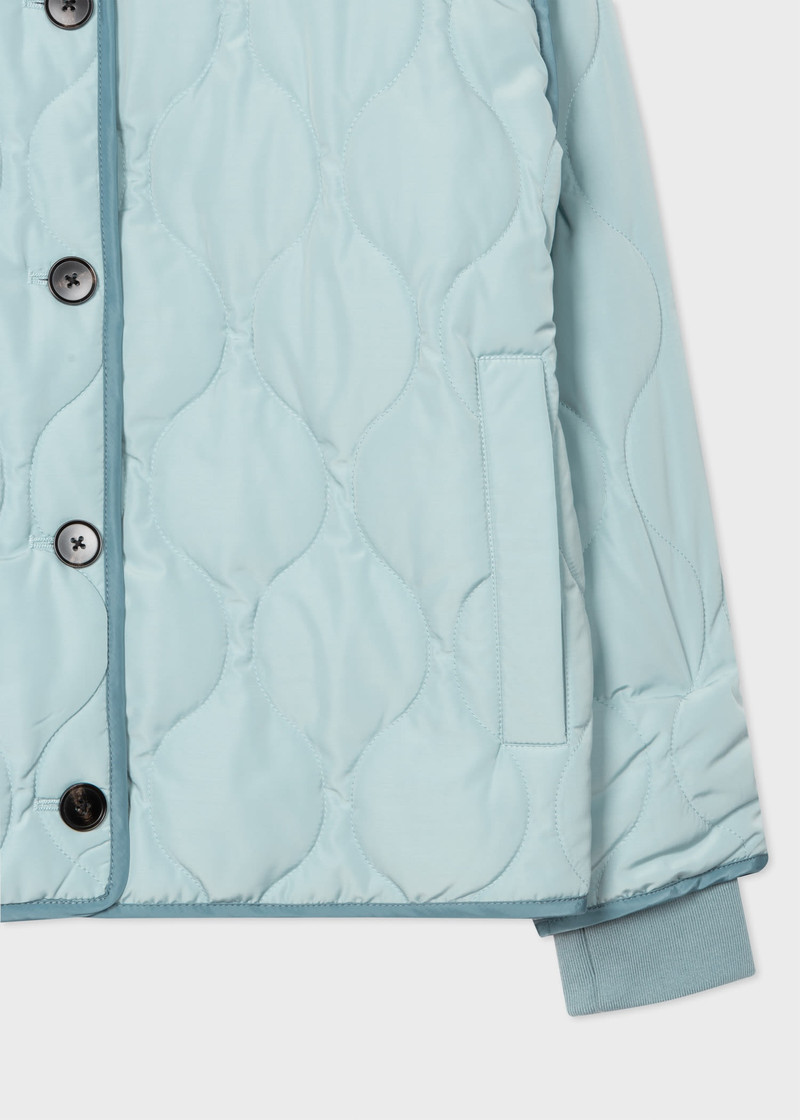 Paul Smith Pale Blue Quilted Leopard Collar Coat outlook