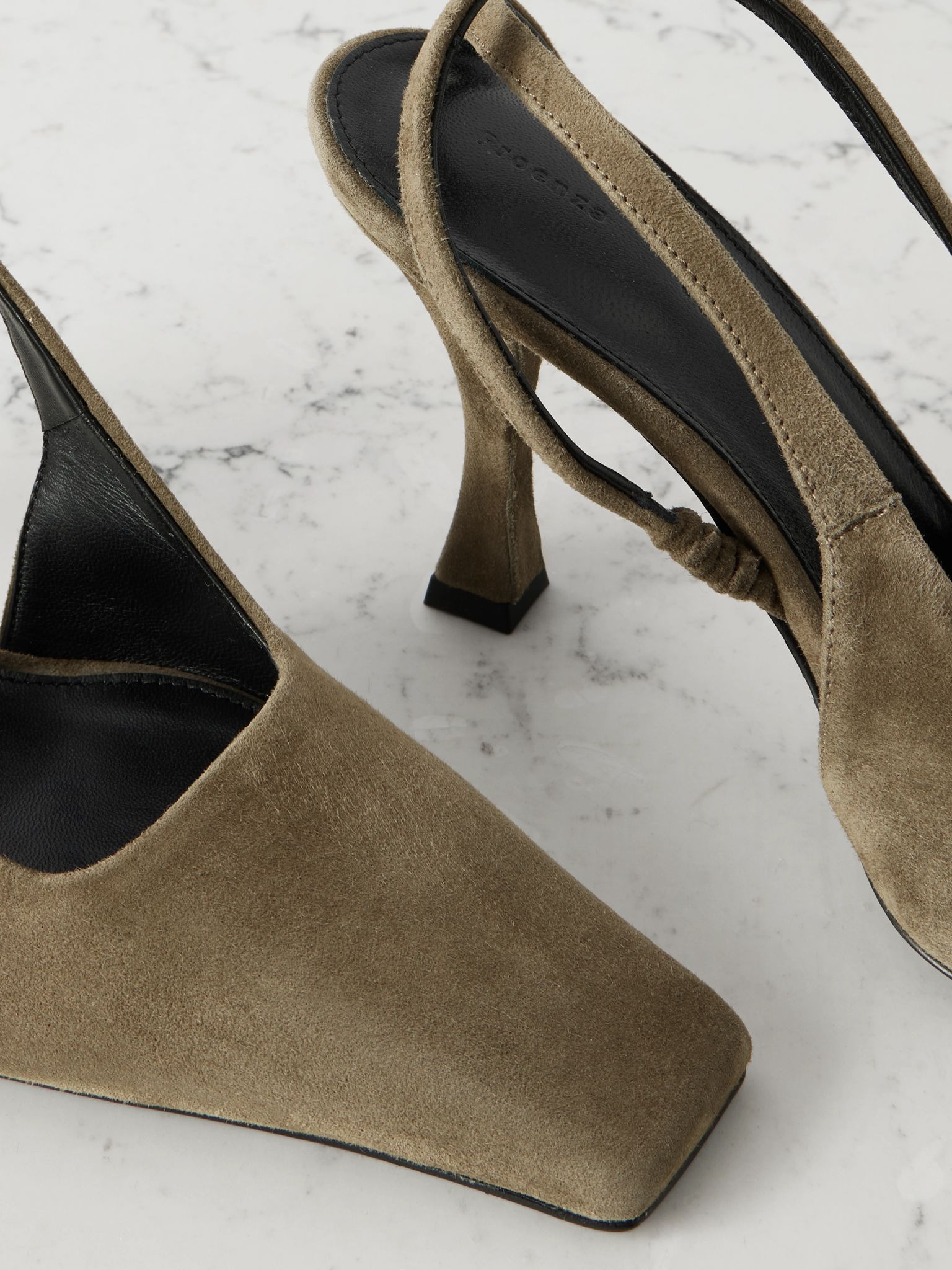 Trap suede slingback pumps Army green - 4