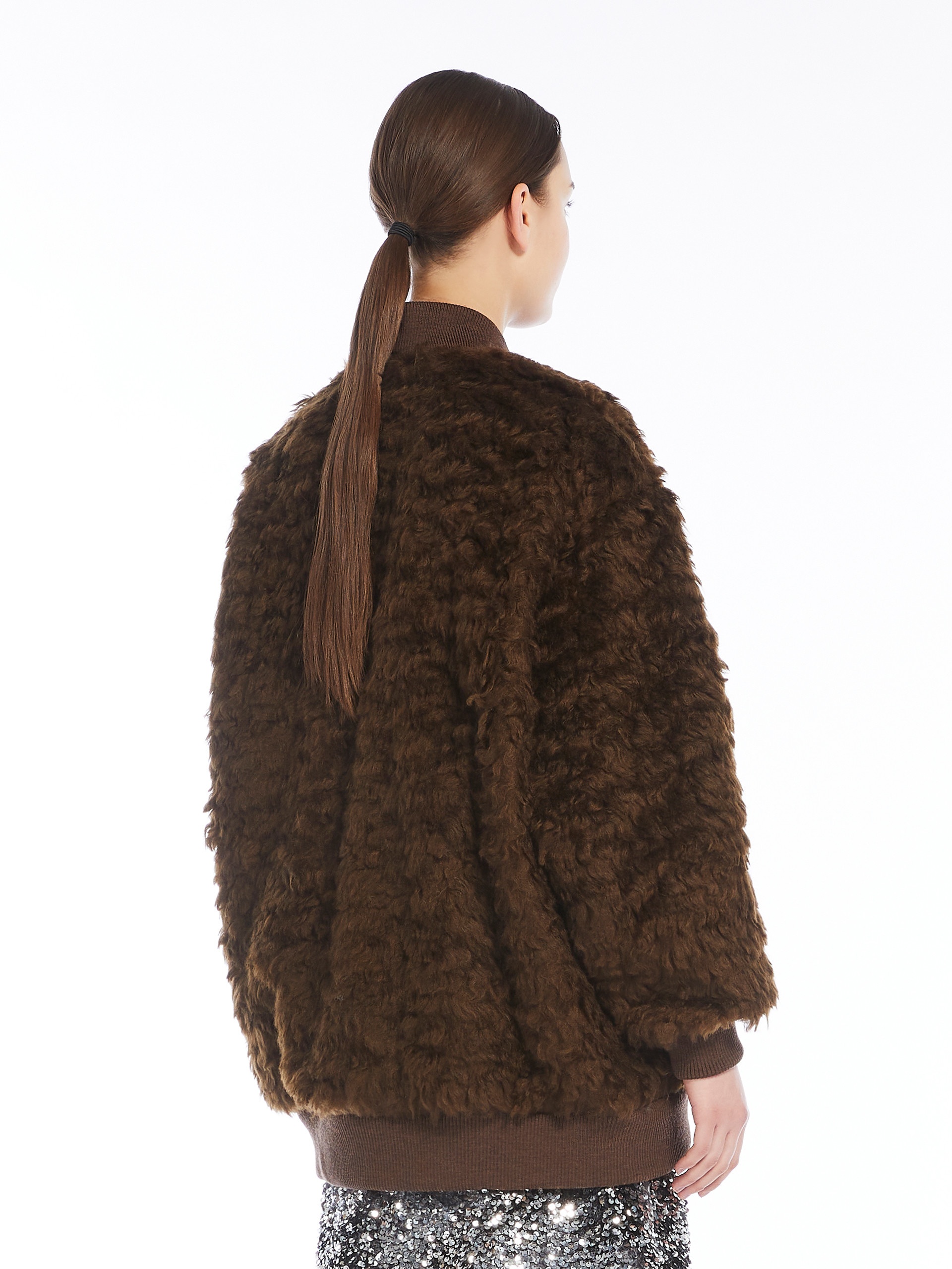 AGIATE Short furry fabric bomber jacket - 4