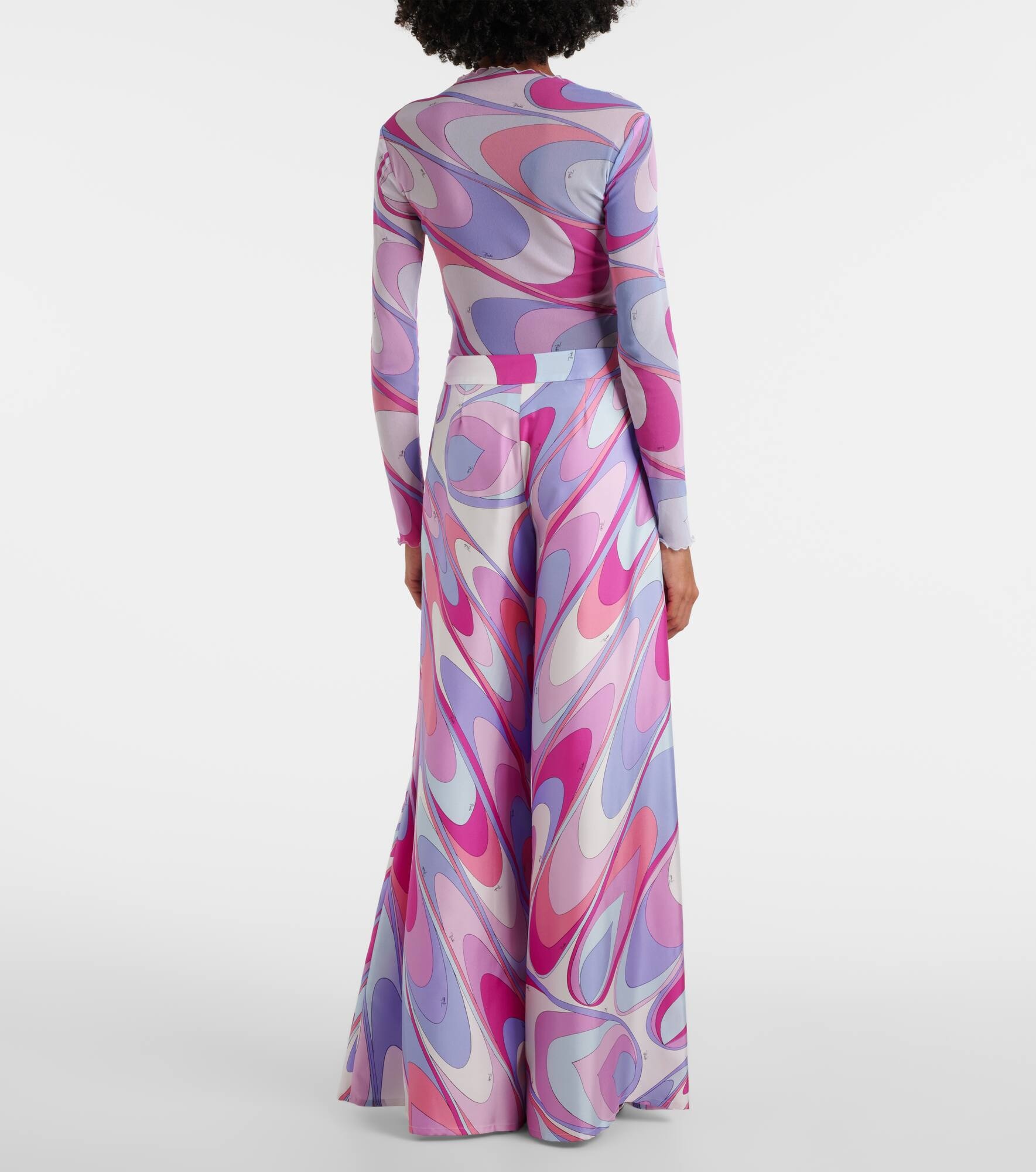 Iride silk twill wide-leg pants - 3
