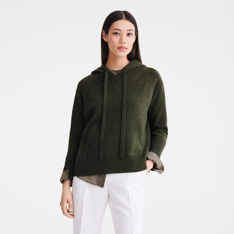 Longchamp Hoodie jumper Khaki - Knit outlook