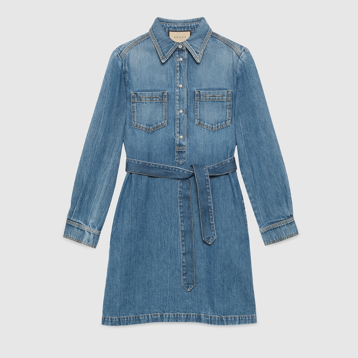 Organic denim dress with Horsebit - 1