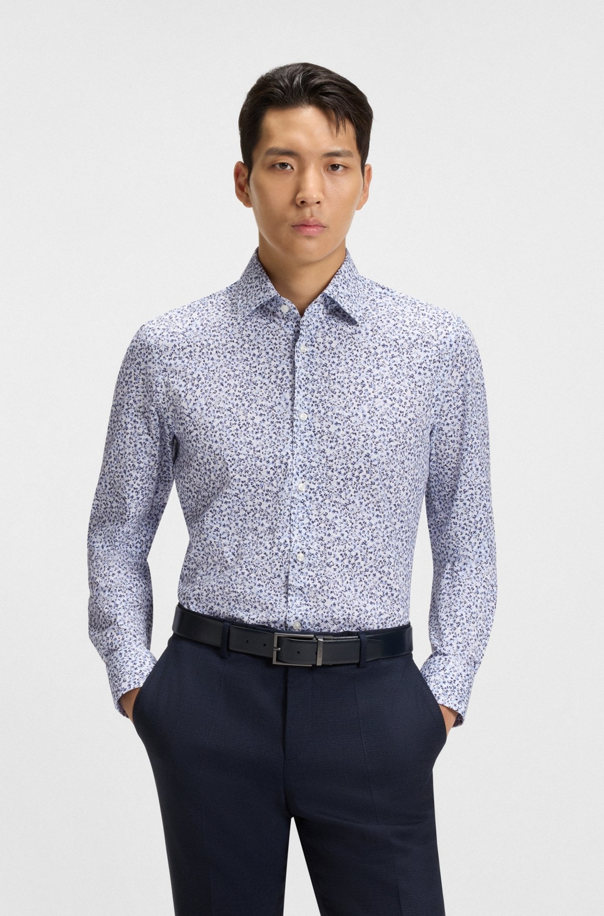 SLIM-FIT SHIRT IN FLORAL-PRINT STRETCH-COTTON POPLIN - 2
