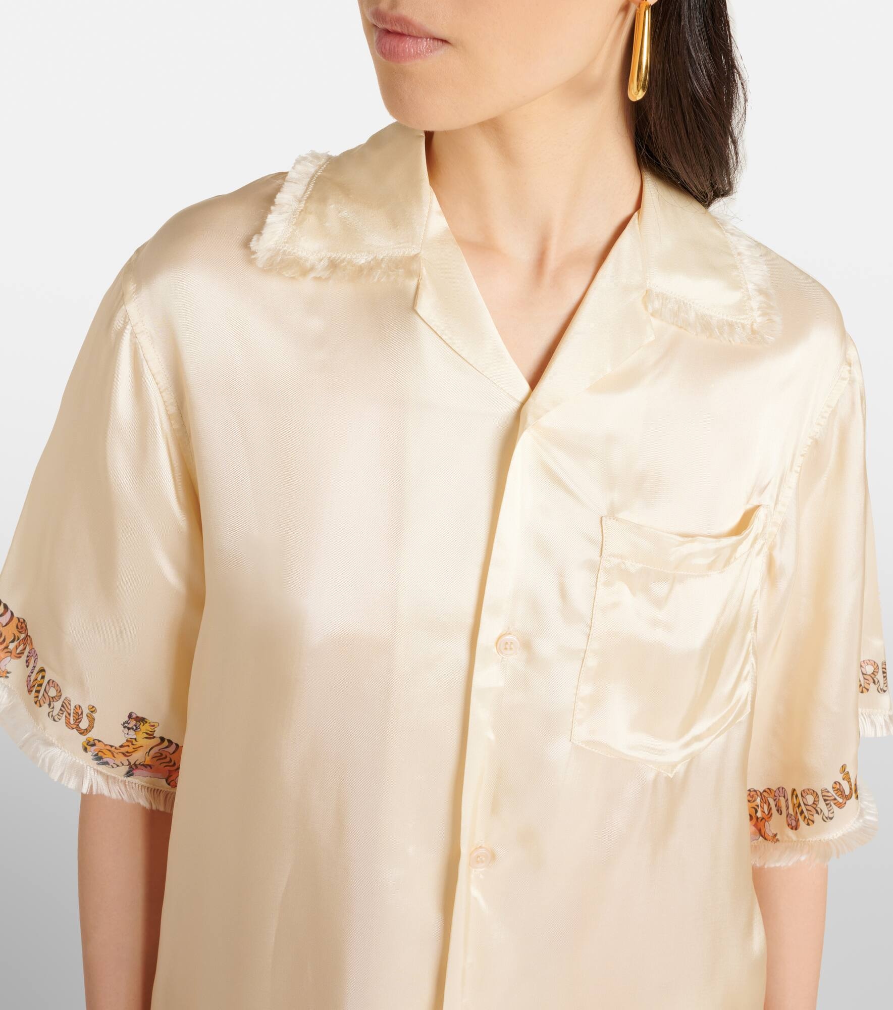 Printed satin shirt - 4