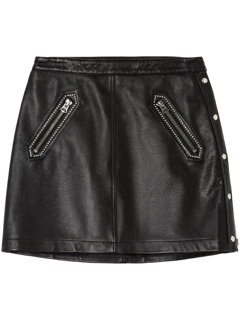 studded leather moto skirt - 1