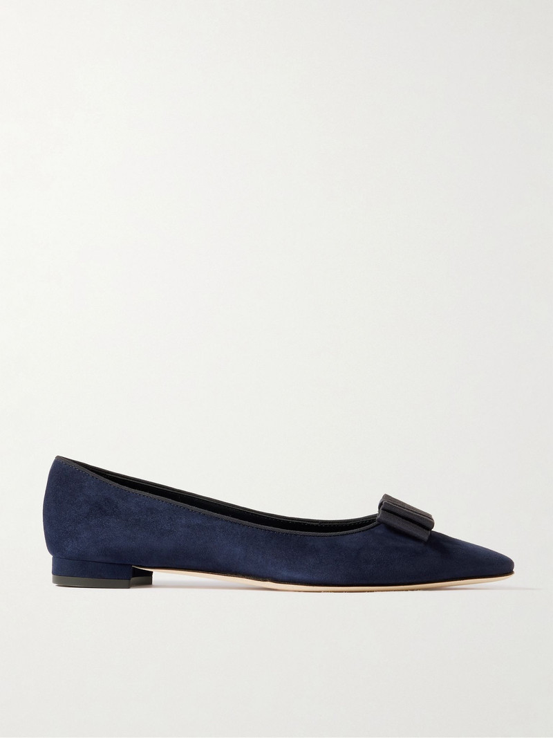 Reador 10 bow-detailed suede point-toe flats Navy - 1