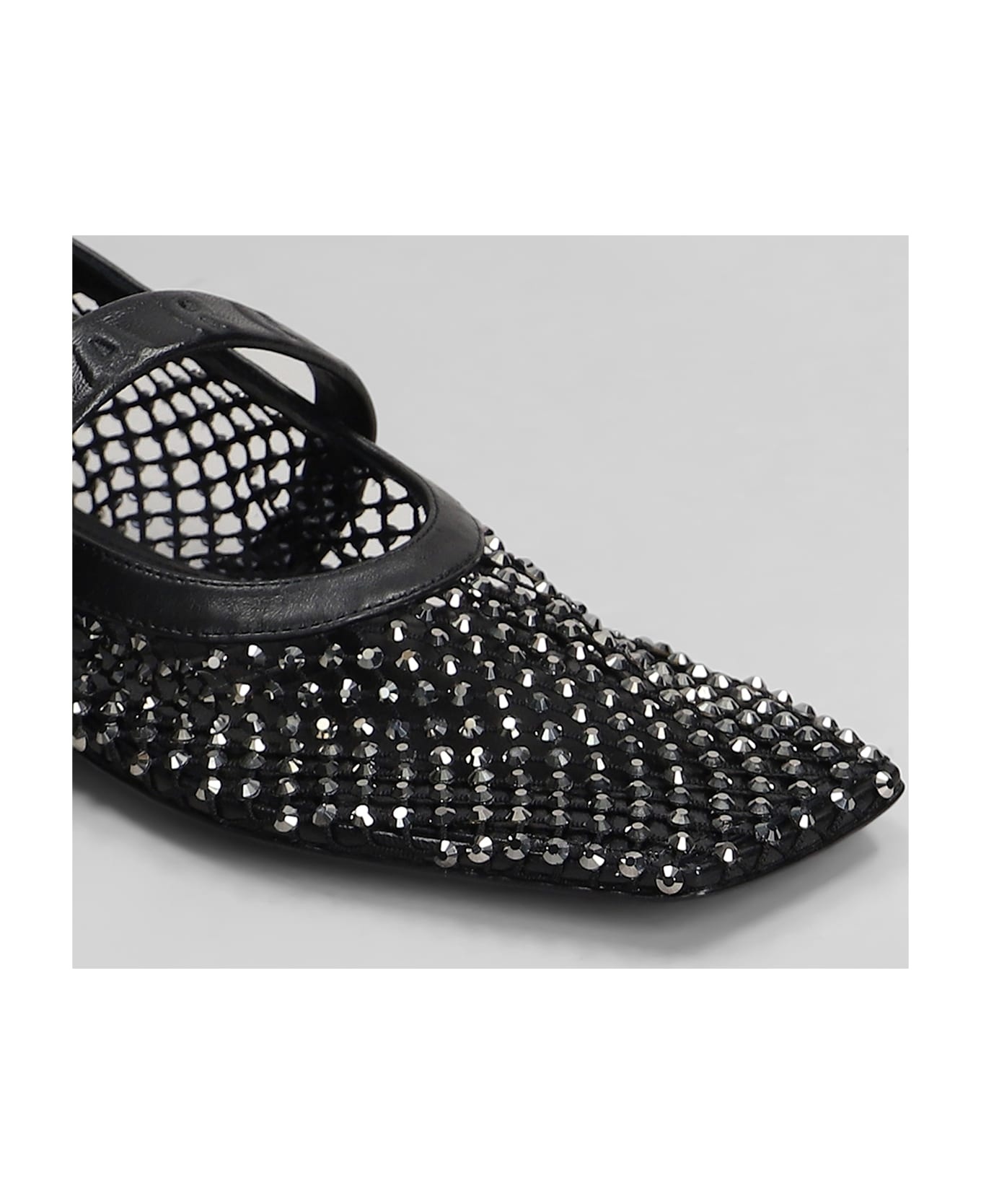 Mary Jane Ballet Flats In Black Polyuretan - 5