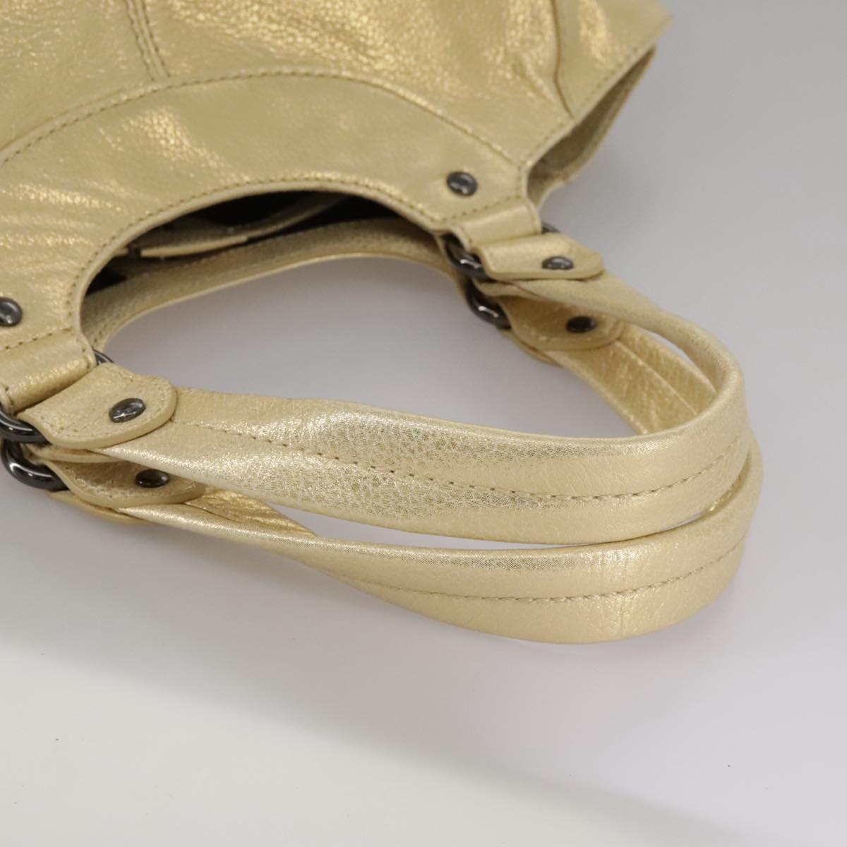 Burberry Hand Bag Leather Gold - 7