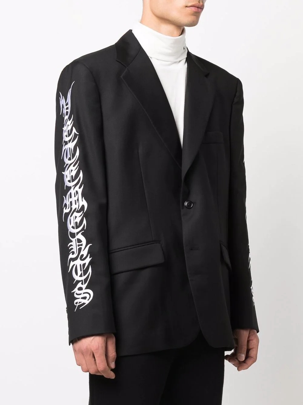 embroidered single-breasted blazer - 3