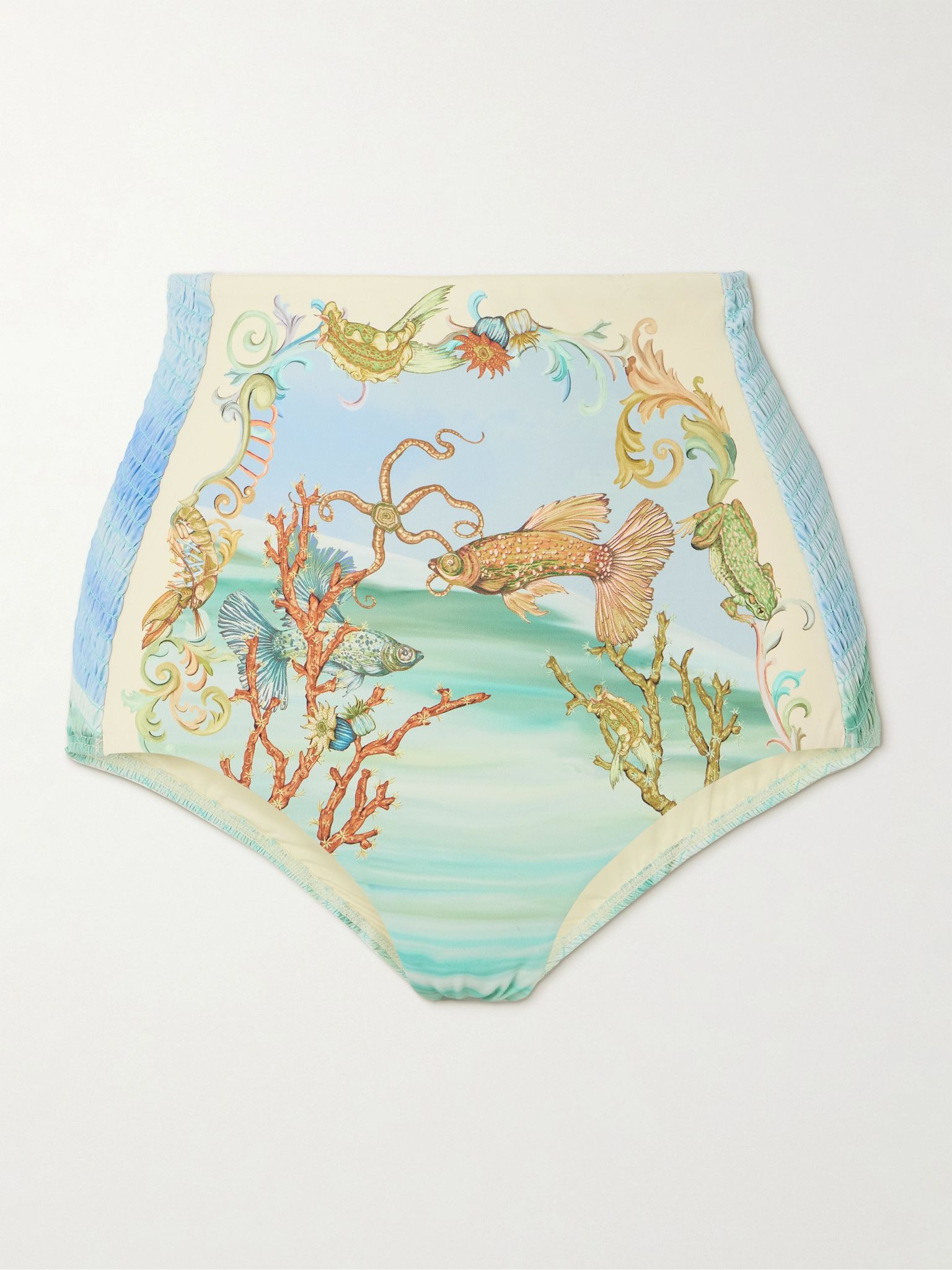 Emerald Cove shirred printed bikini briefs Blue - 1