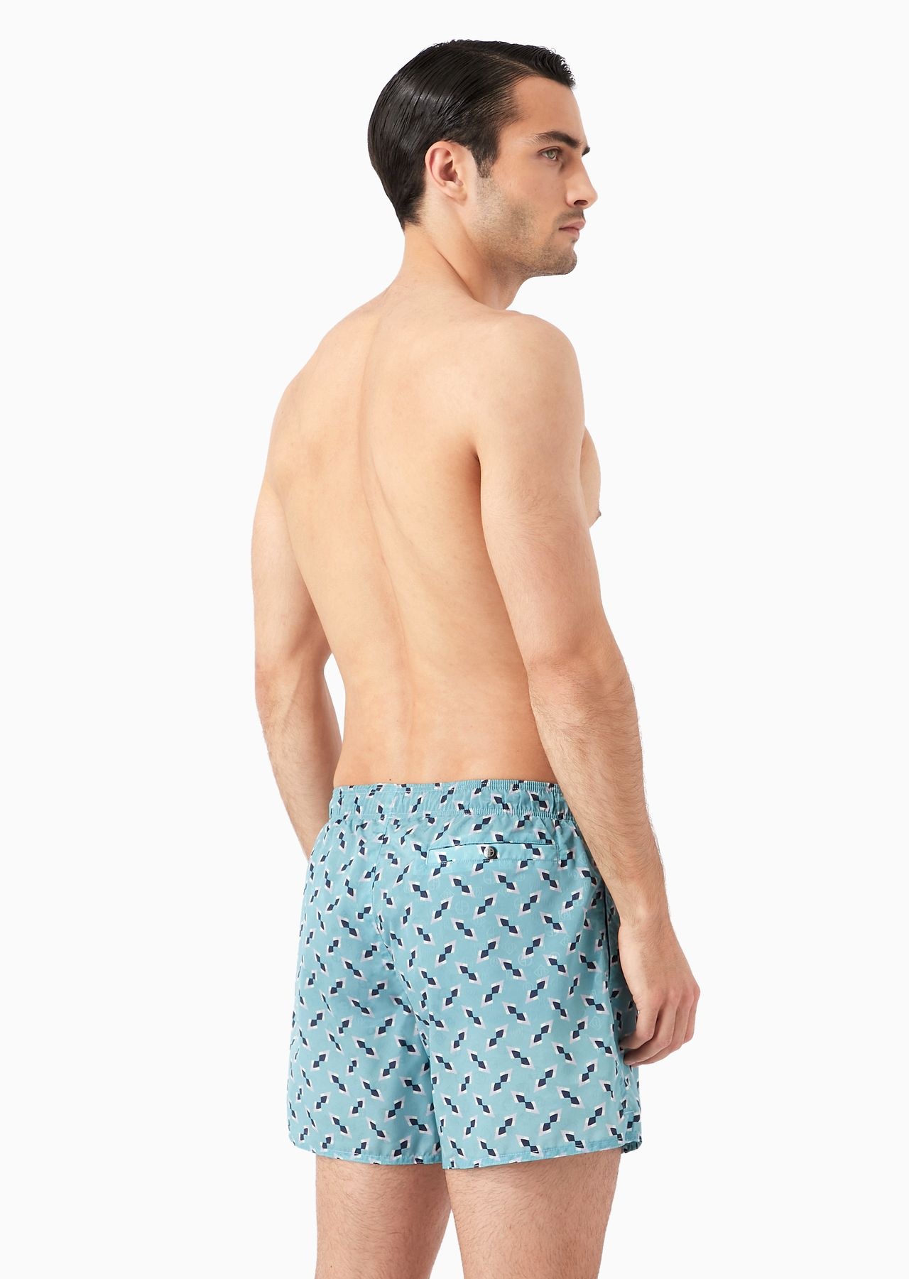 Swim trunks with jacquard motif and print - 3