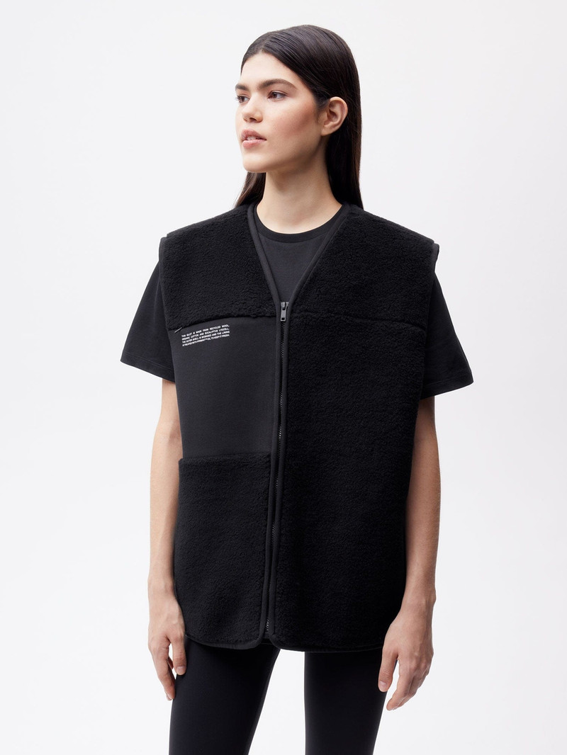 Womens Recycled Wool Fleece Gilet - Black 1