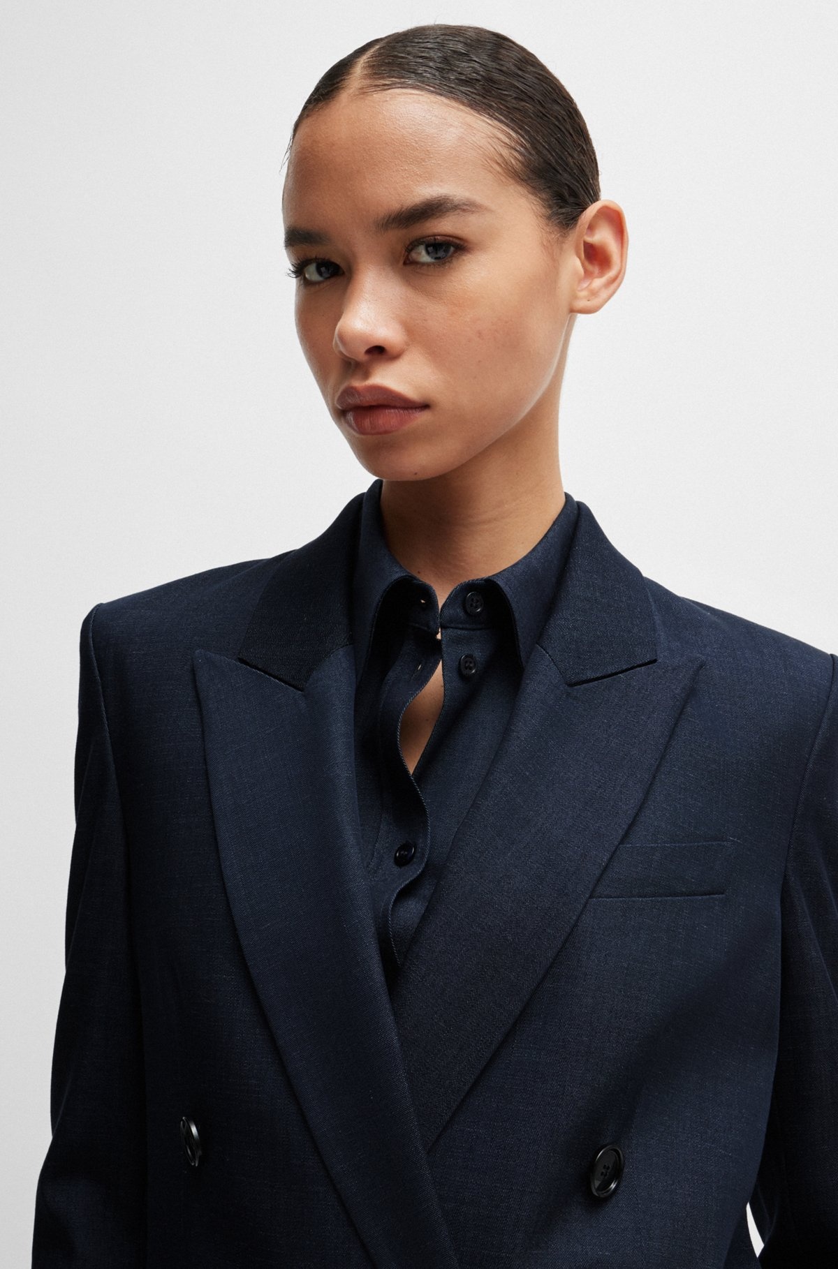 REGULAR-FIT LONG-LENGTH JACKET IN DENIM-EFFECT TWILL - 5