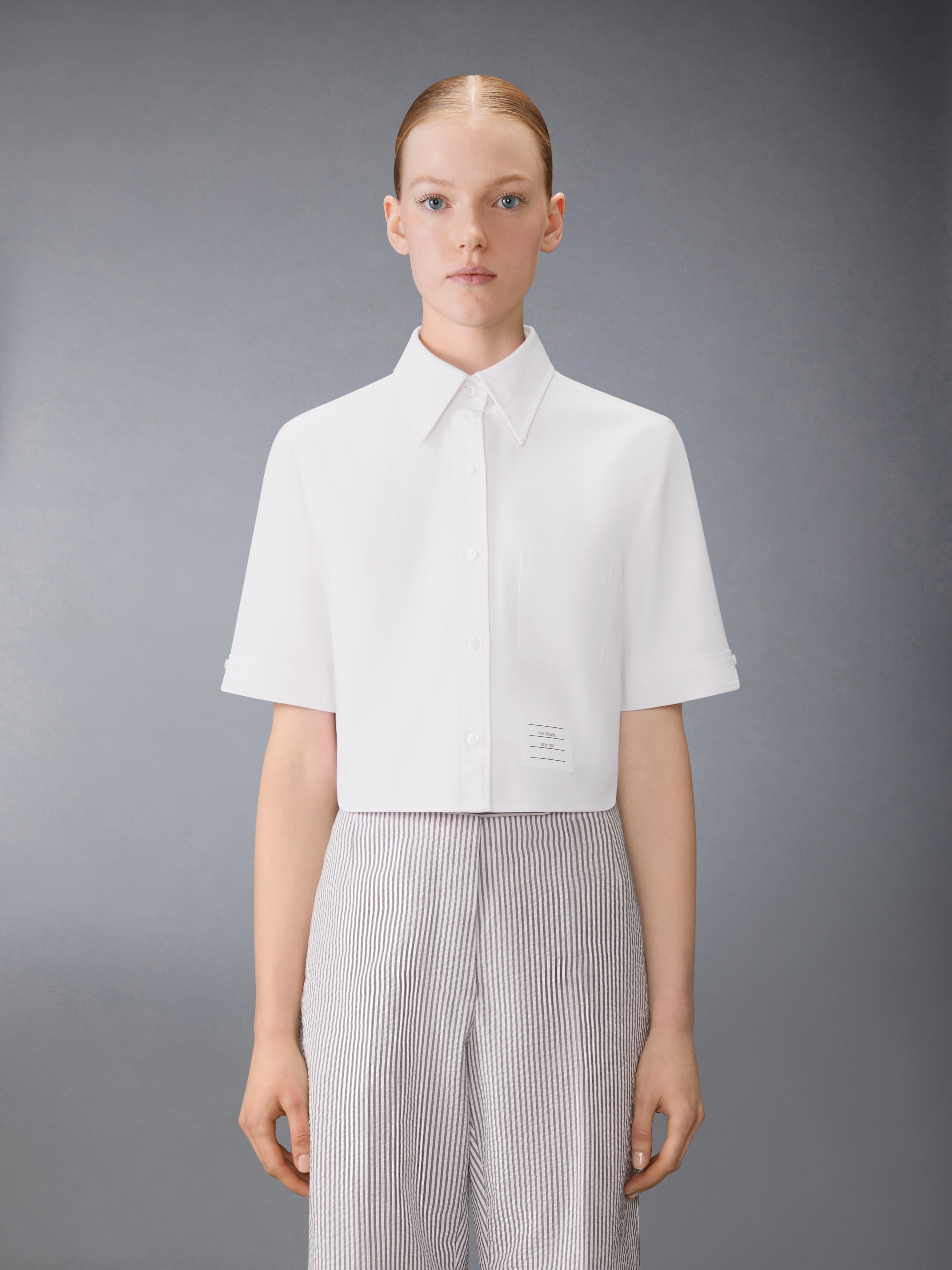 OXFORD CROPPED SHORT SLEEVE SHIRT - 2