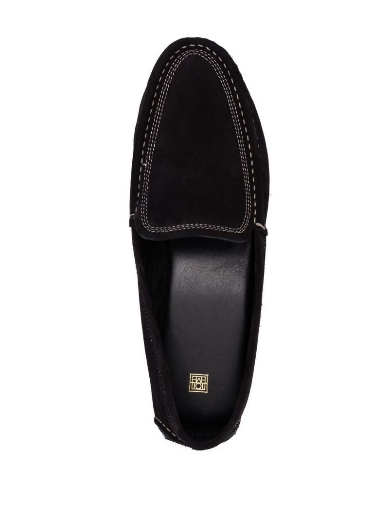 almond-toe suede loafers - 4