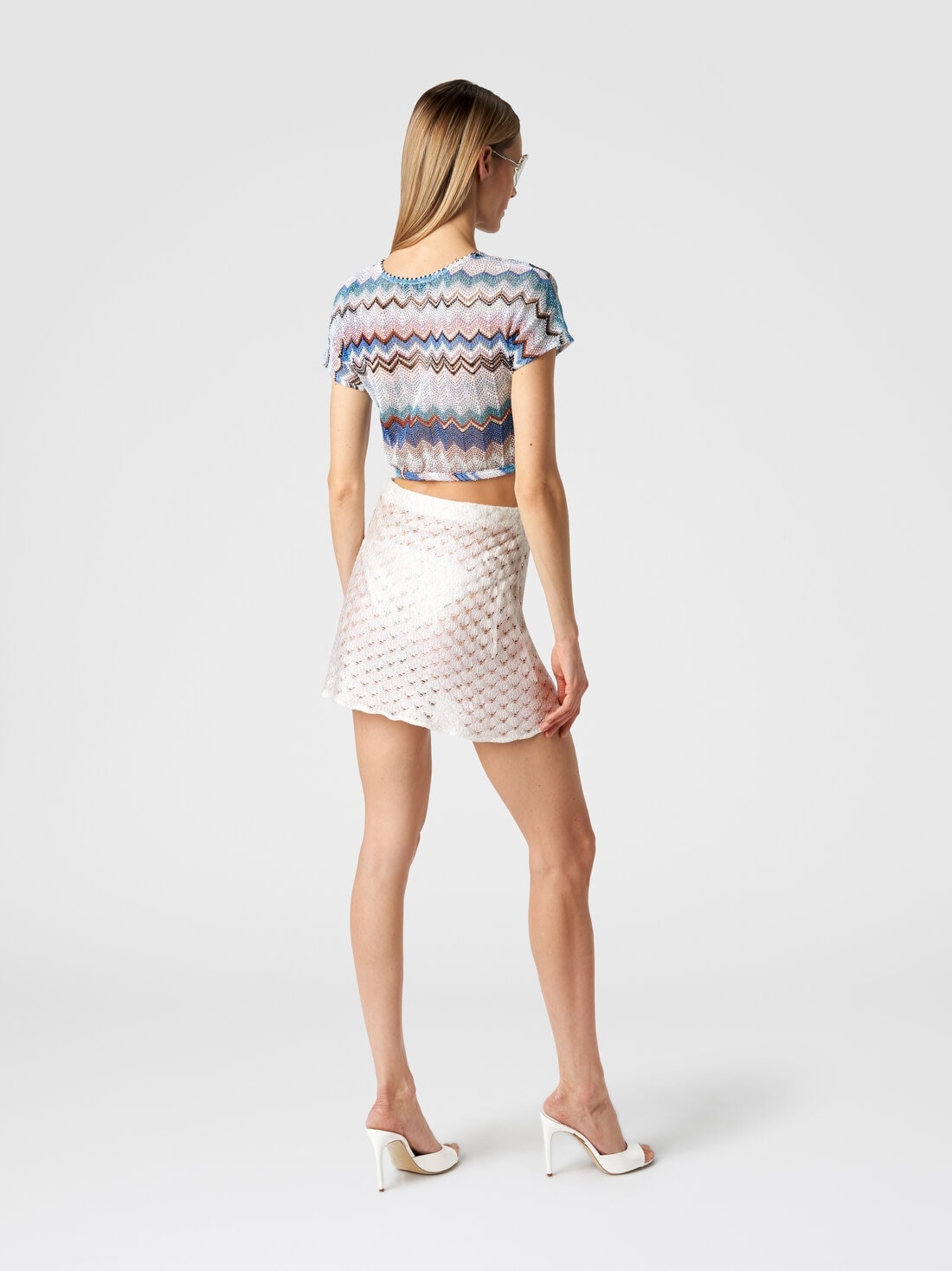 Lace-effect wrap-around miniskirt with glossy finish - 3