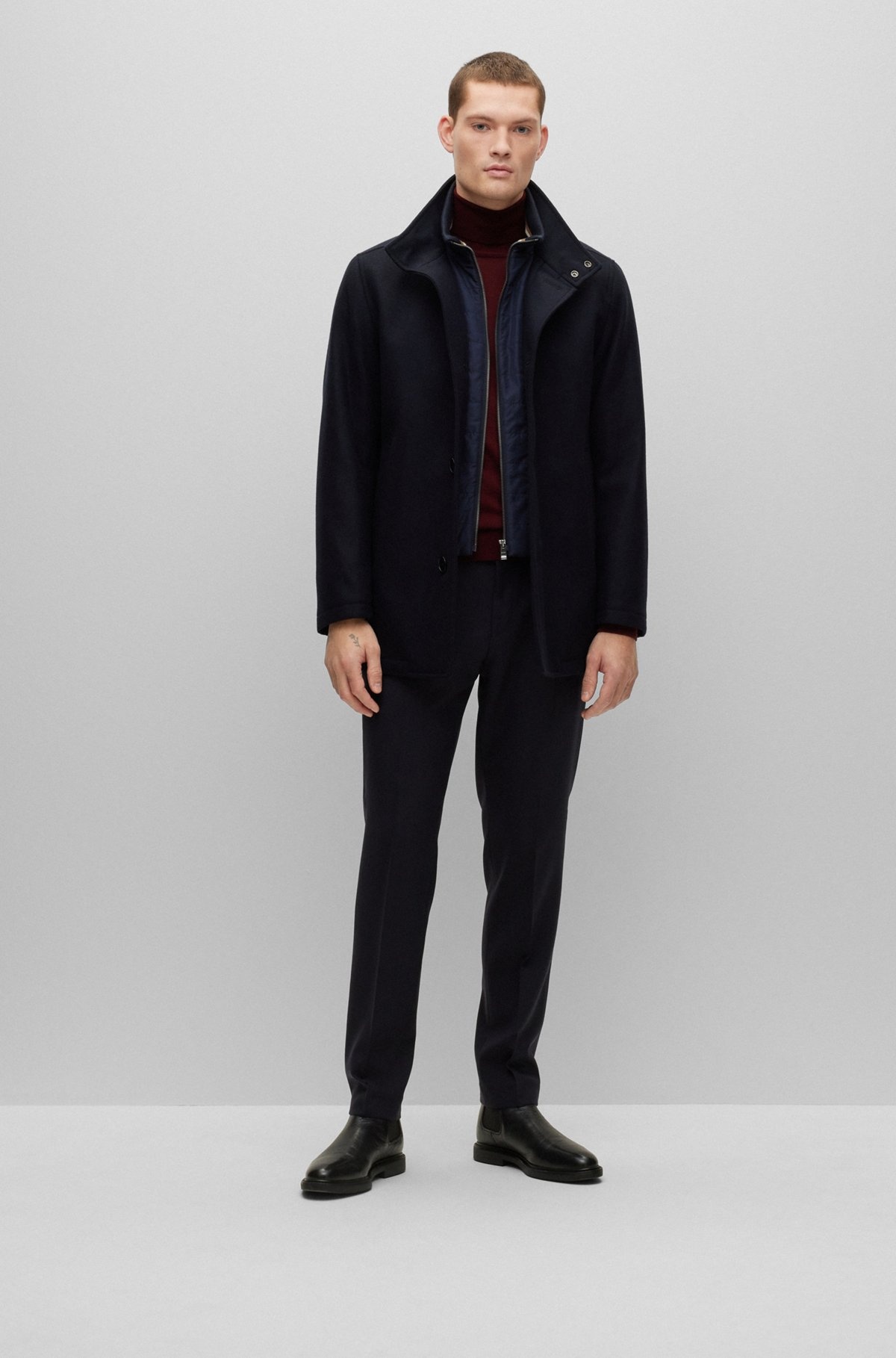 REGULAR-FIT COAT IN A MELANGE WOOL BLEND - 4