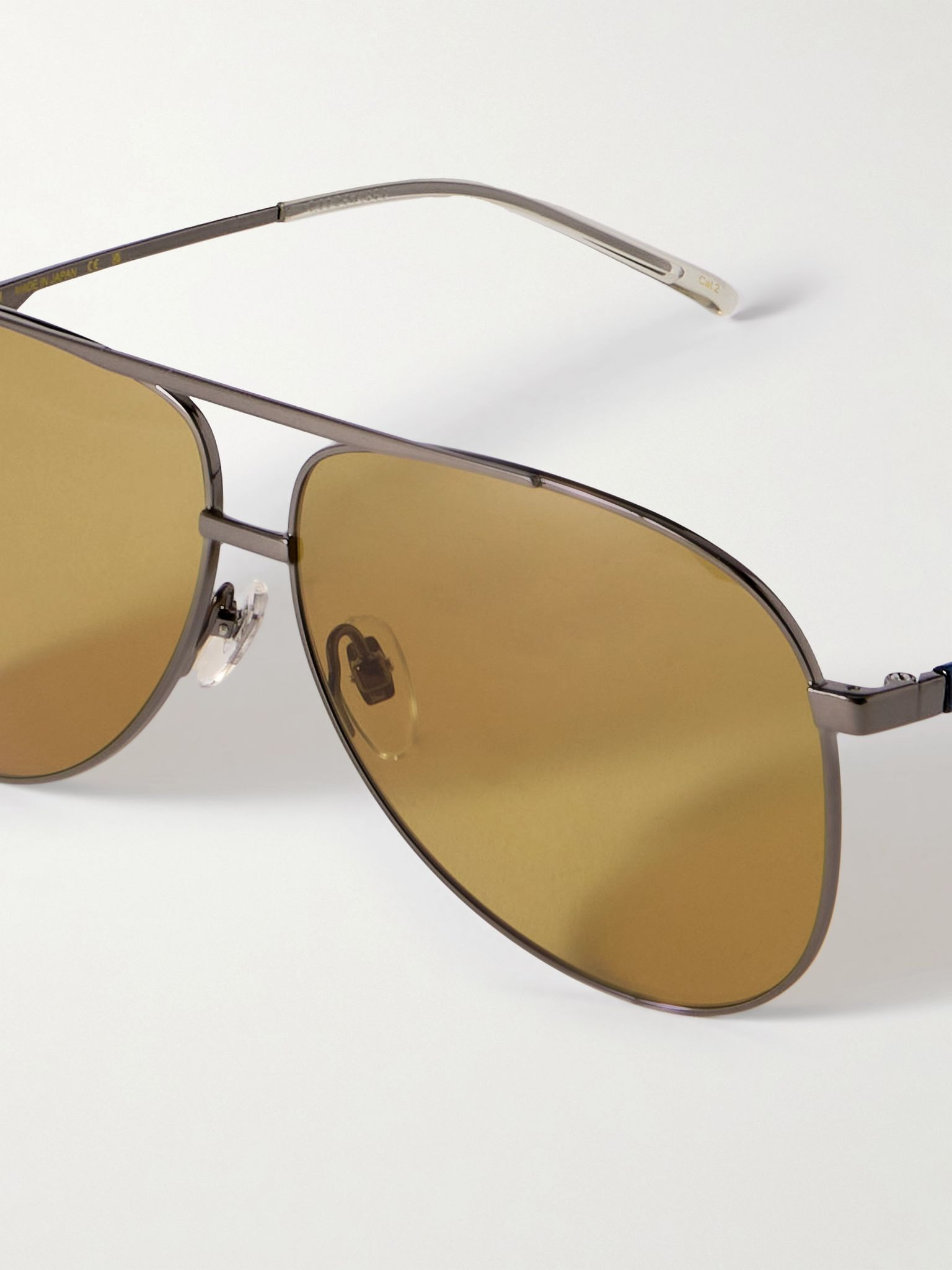 Aviator-Style Gunmetal-Tone Sunglasses Brown - 3
