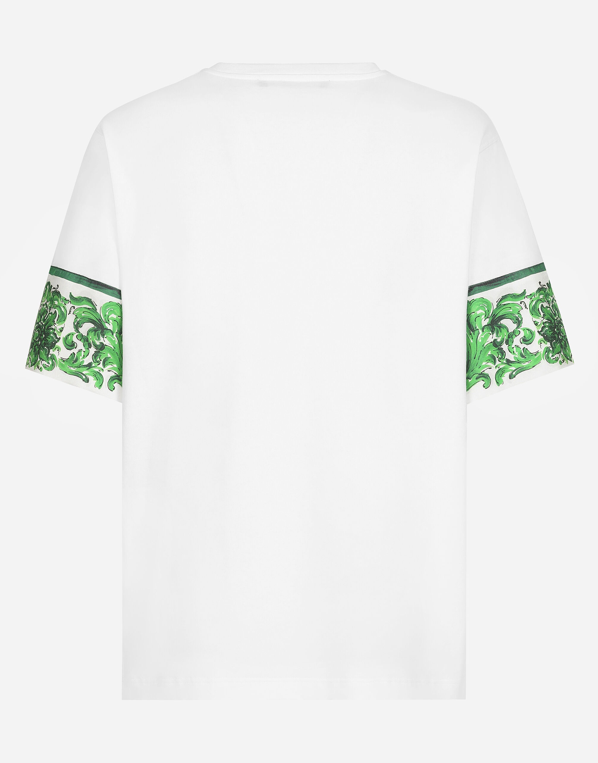 Cotton T-shirt with majolica-print breast pocket - 7