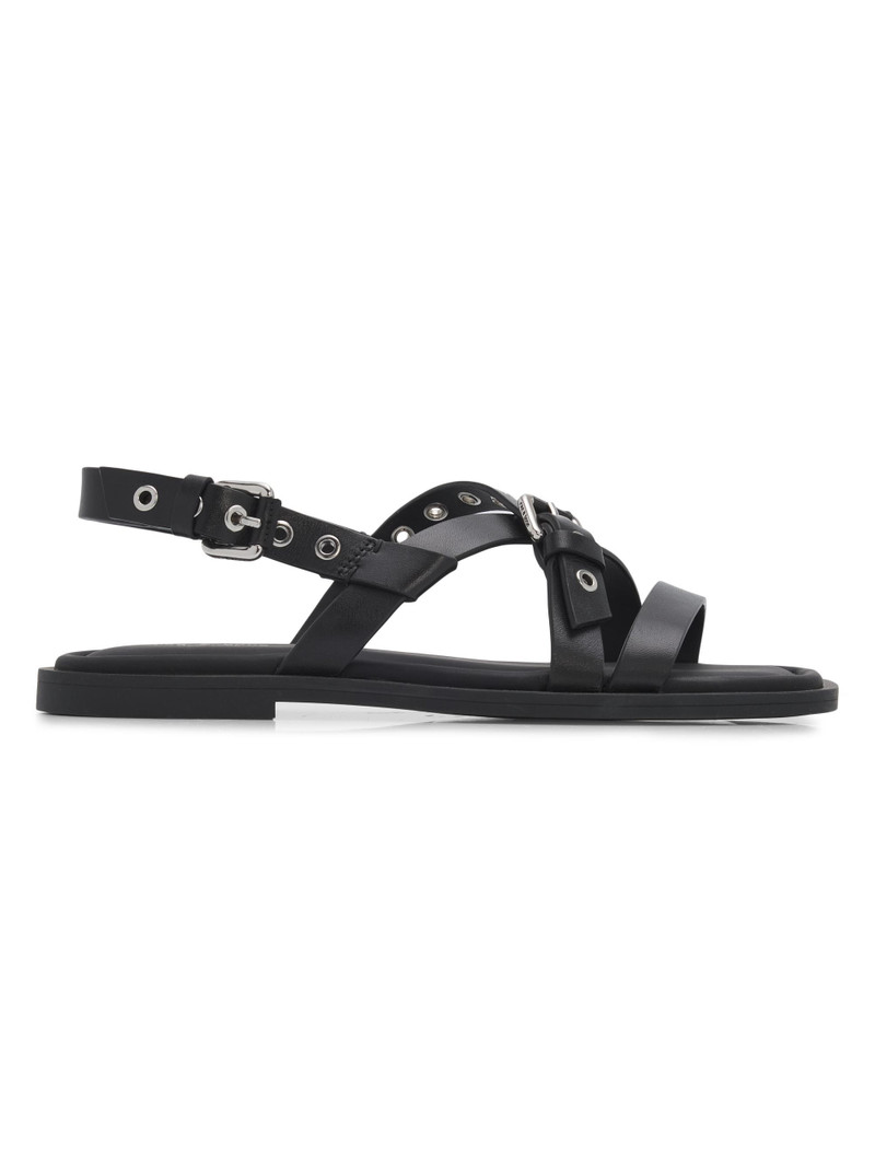 Women's Harlow Grommet Leather Sandals - Black 1