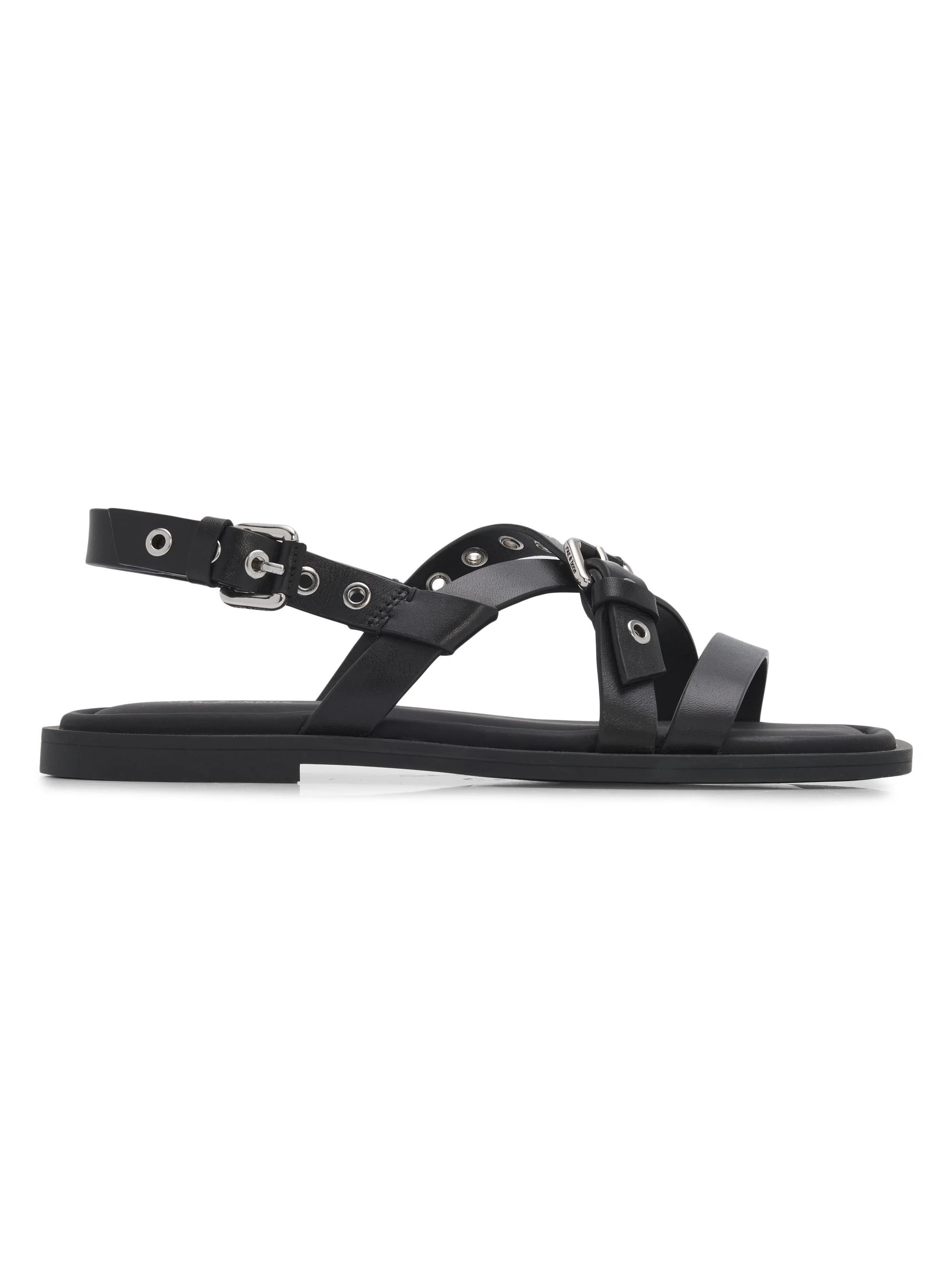 Women's Harlow Grommet Leather Sandals - Black - 1